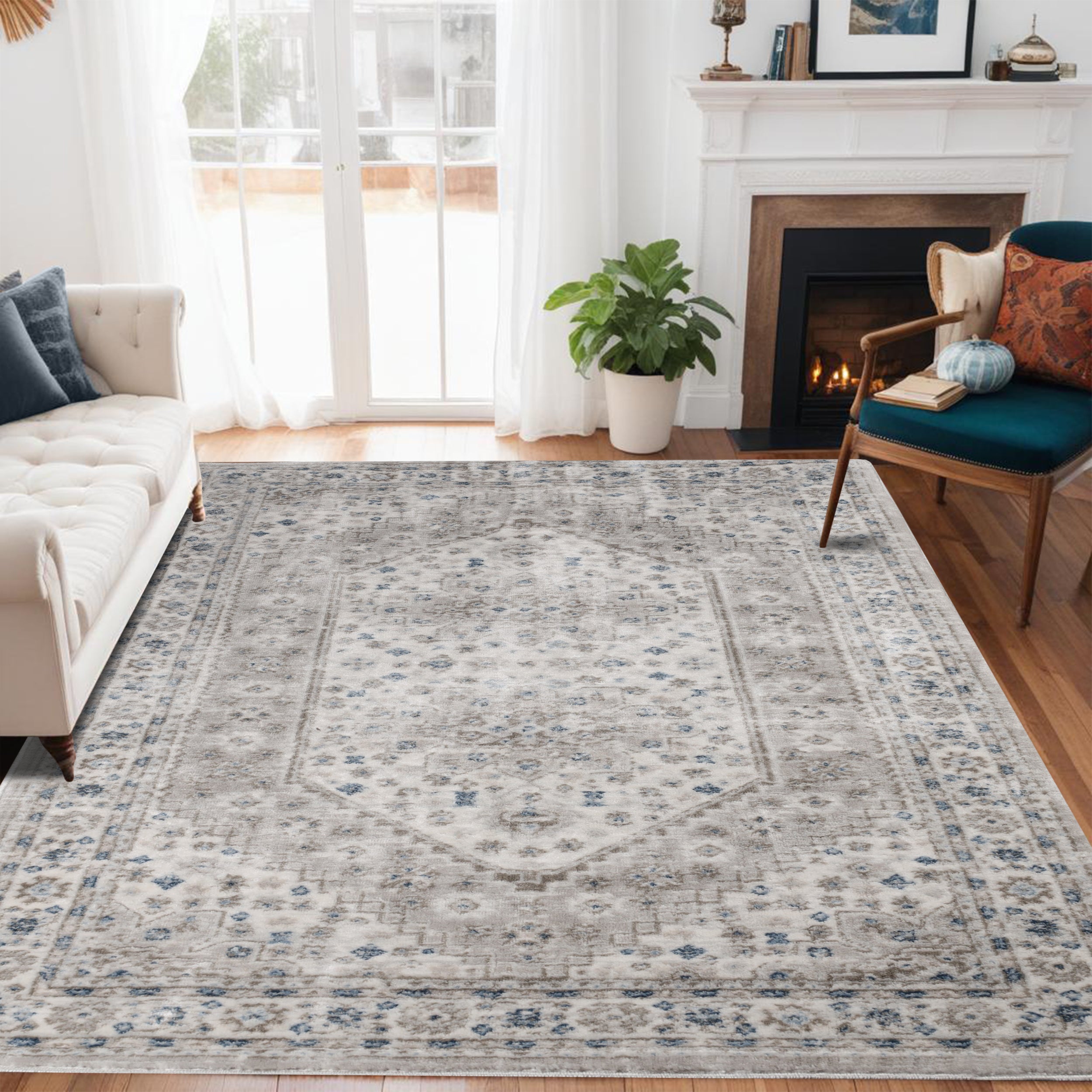 Layland Classic Medallion Traditional Indoor Area Rug or Runner - Non-Slip Living Room Carpet for Bedroom, Dining Room & Hallway Decor