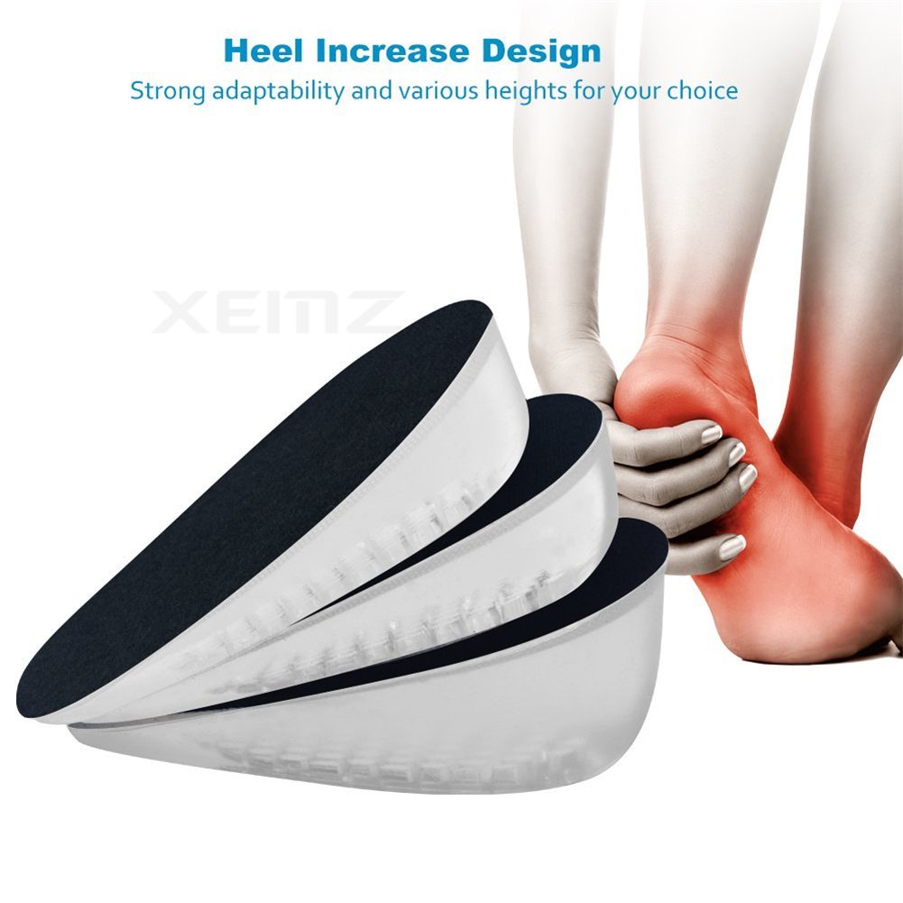 Gel Shoe Insoles for Heel Pain Relief – Medical Silicone Heel Lift Pads & Height Increase Cushions – Shock Absorbing Heel Cups for Women – Supports Bone Spurs & Sore Heels (0.59