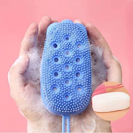 Exfoliating Silicone Body Brush for Shower & Bath - Double Sided Massage Scrubber for Baby, Kids, Men & Women - Gentle Skin Cleansing & Back Scrubber - Perfect for Sensitive Skin & Spa Days