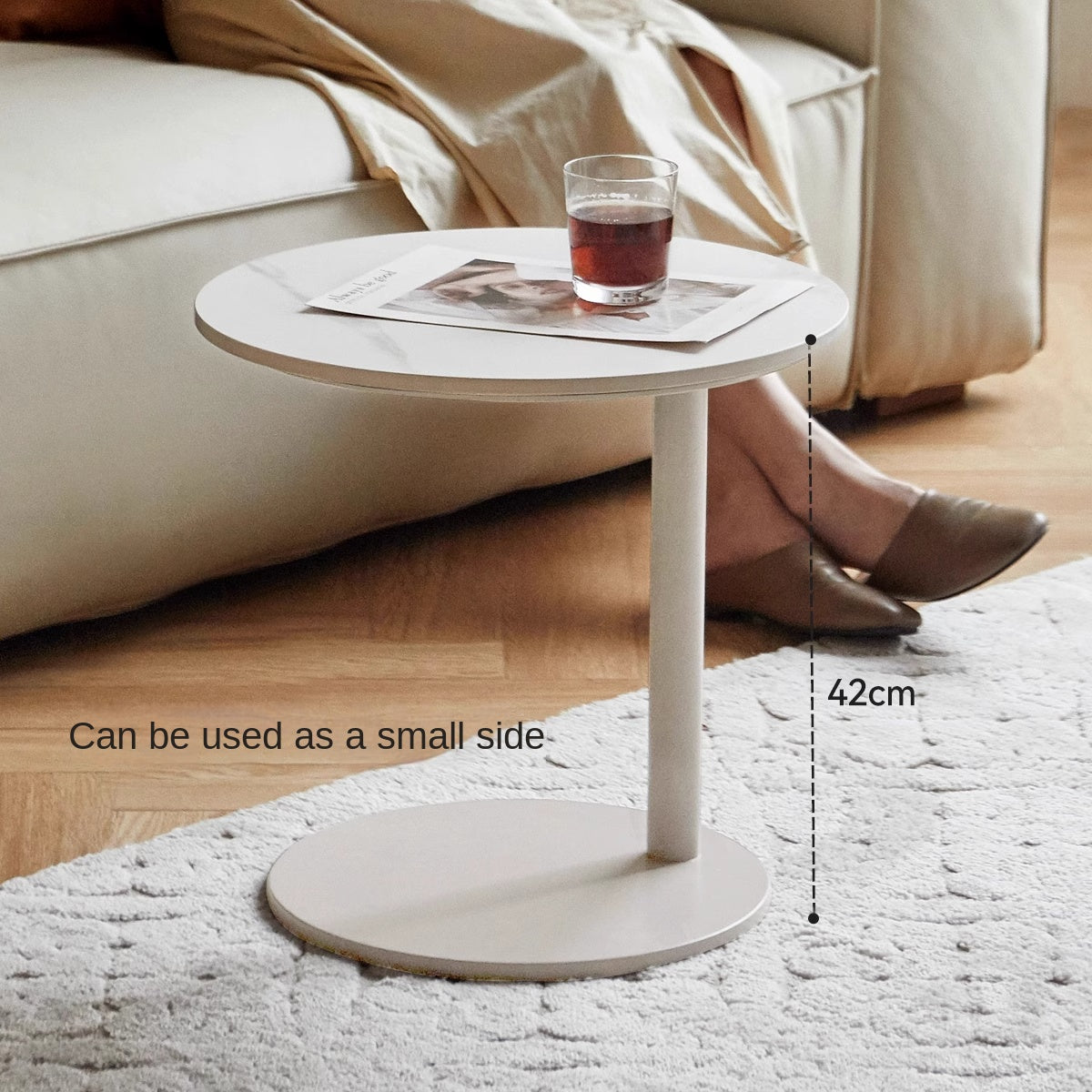 Birch Solid Wood Cream Style Rock Plate Coffee Table - Modern Scandinavian Living Room Furniture for Small Spaces, Home Decor, and Cozy Gatherings