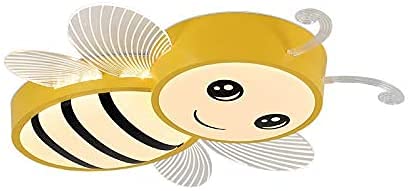 LITFAD Cartoon Bee LED Ceiling Light - Modern Macaron Flush Mount Chandelier for Nursery, Kids Room & Kindergarten - Energy Saving Creative Lighting for Girls Bedroom (Yellow) - Perfect for Children's Playroom, Daycare Center & Toddler Bedroom Decor