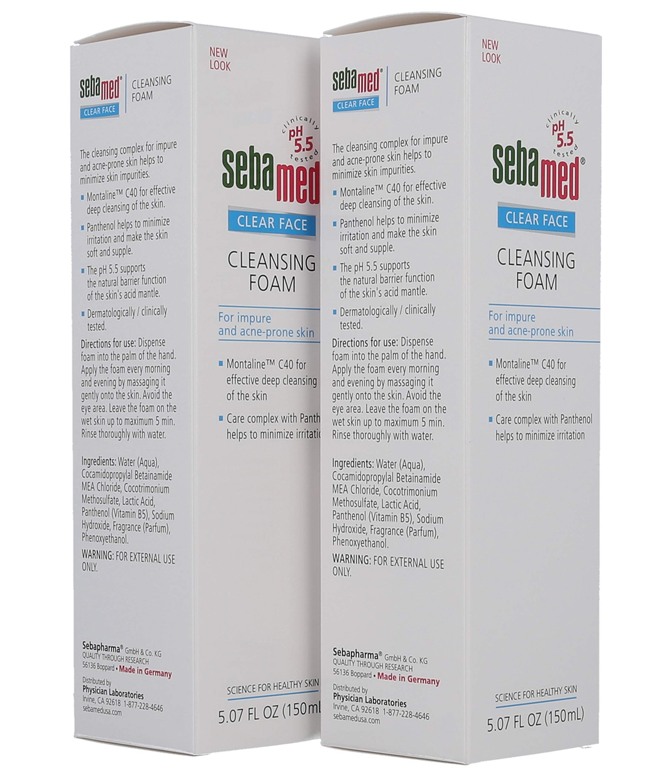 Sebamed Clear Face Cleansing Foam - Gentle pH 5.5 Face Wash for Oily, Acne-Prone & Sensitive Skin | 5.07 Fl Oz (Pack of 2) | Dermatologist Recommended for Daily Cleansing & Blemish Control