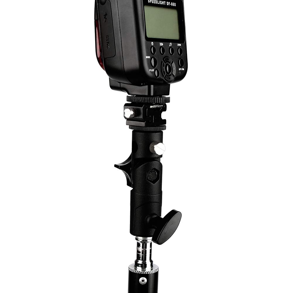 Adjustable Flash Stand Bracket & Shoe Mount - Compatible with 3/8'' Tripod Ball Heads & 5/8'' Light Stands - Perfect for Photography, Videography & Studio Lighting Setups
