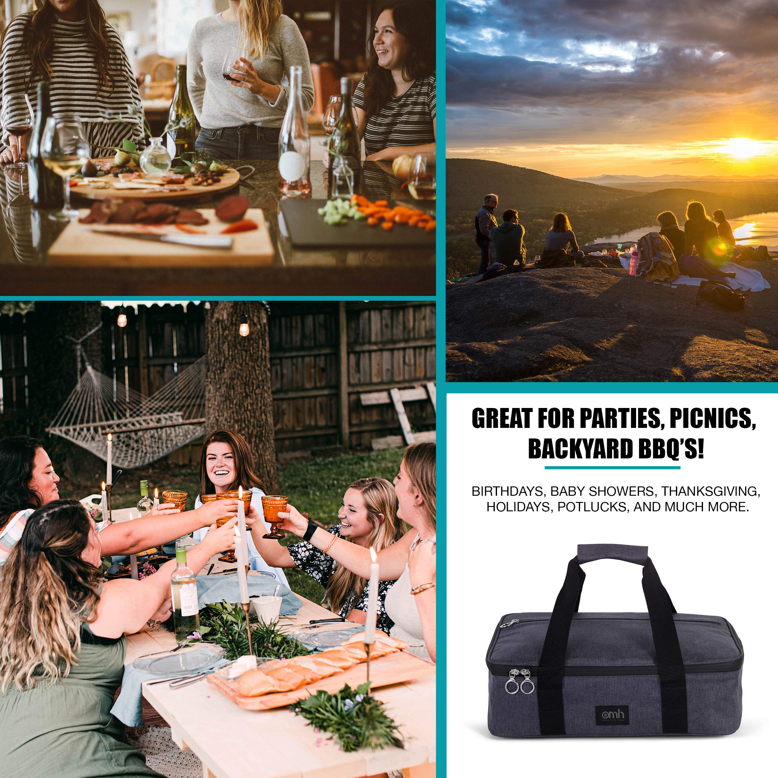 Insulated Casserole Carrier for Hot & Cold Food - 9x13 Inch Thermal Casserole Dish Tote for Lasagna, Potlucks, Picnics & Cookouts - Leakproof Teal Casserole Bag (Perfect for Parties, Family Gatherings & Outdoor Dining)