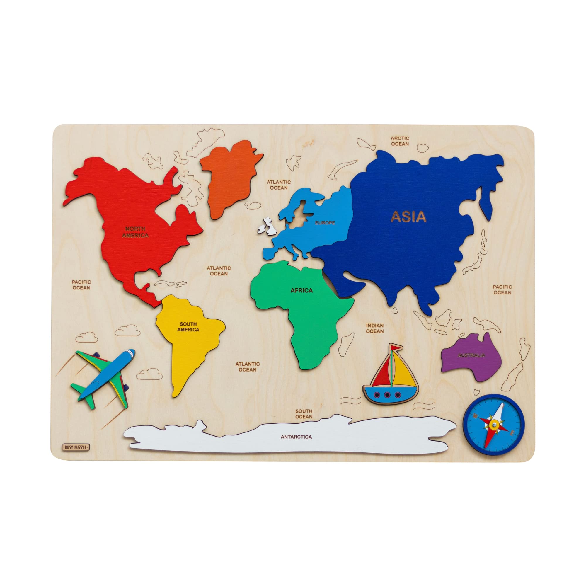 Rainbow World Map Puzzle - Educational Wooden Montessori Toy for Kids | Perfect Christmas Gift & Easter Present for Learning Geography & Travel Fun
