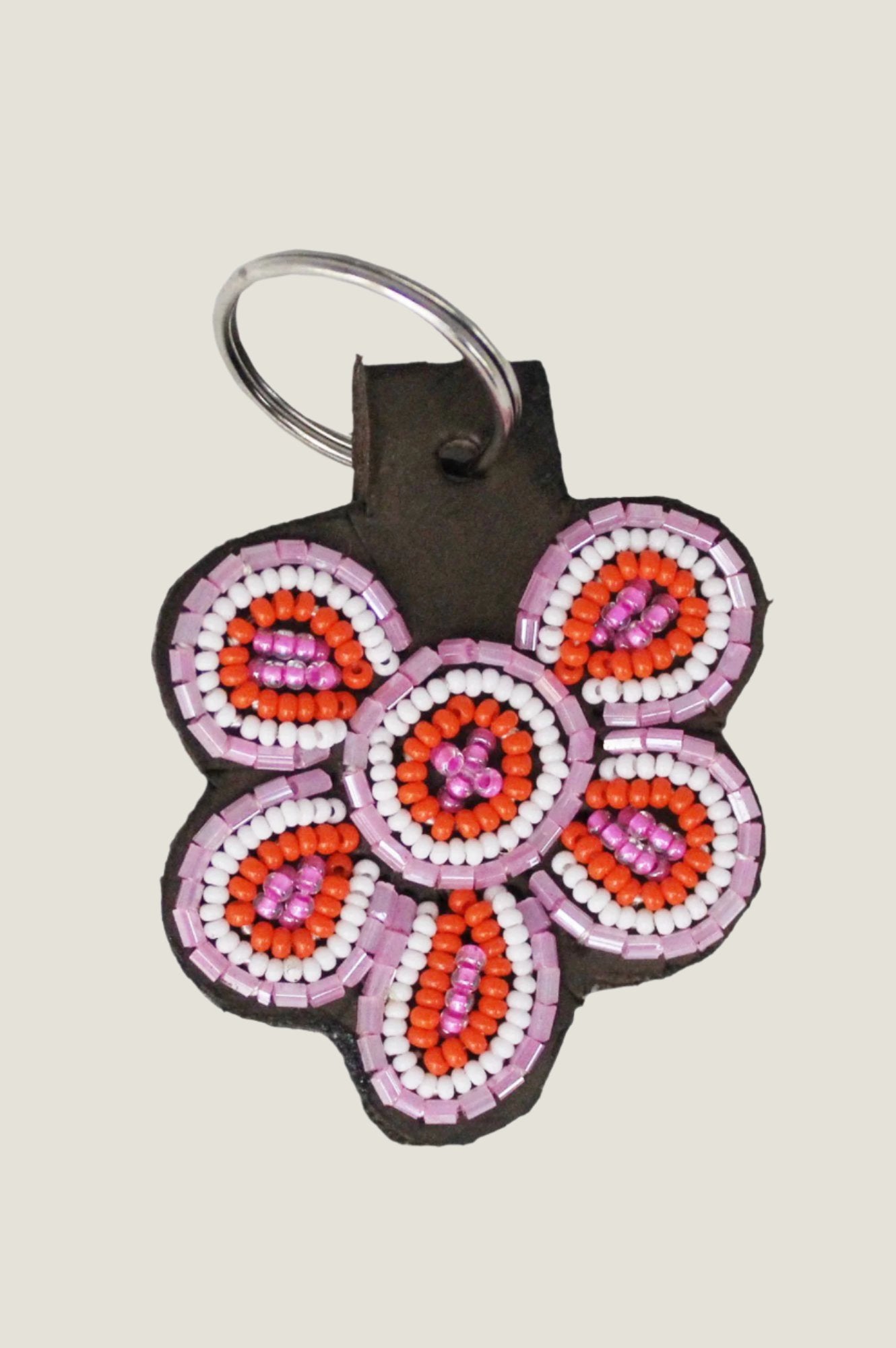 Pink White Orange Flower Keychain - Cute Floral Keyring for Women & Girls - Perfect for Keys, Bags, and Gifts