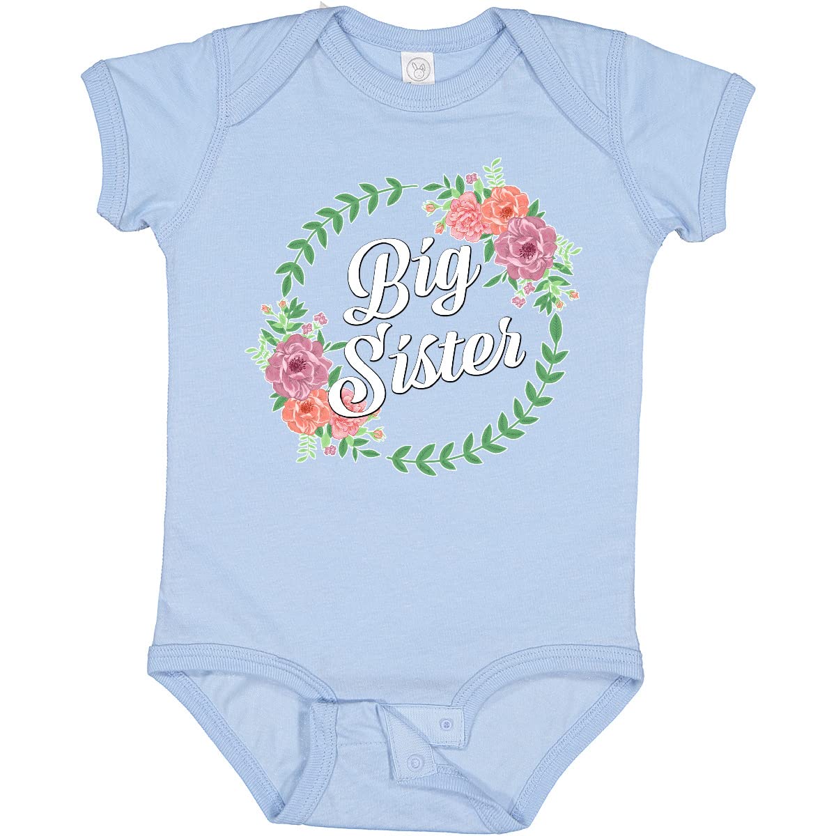 Inktastic Big Sister with Flower Circle Baby Bodysuit - Cute Sibling Outfit for Newborns & Infants - Perfect for Family Photos, Baby Showers & Matching Sister Gifts
