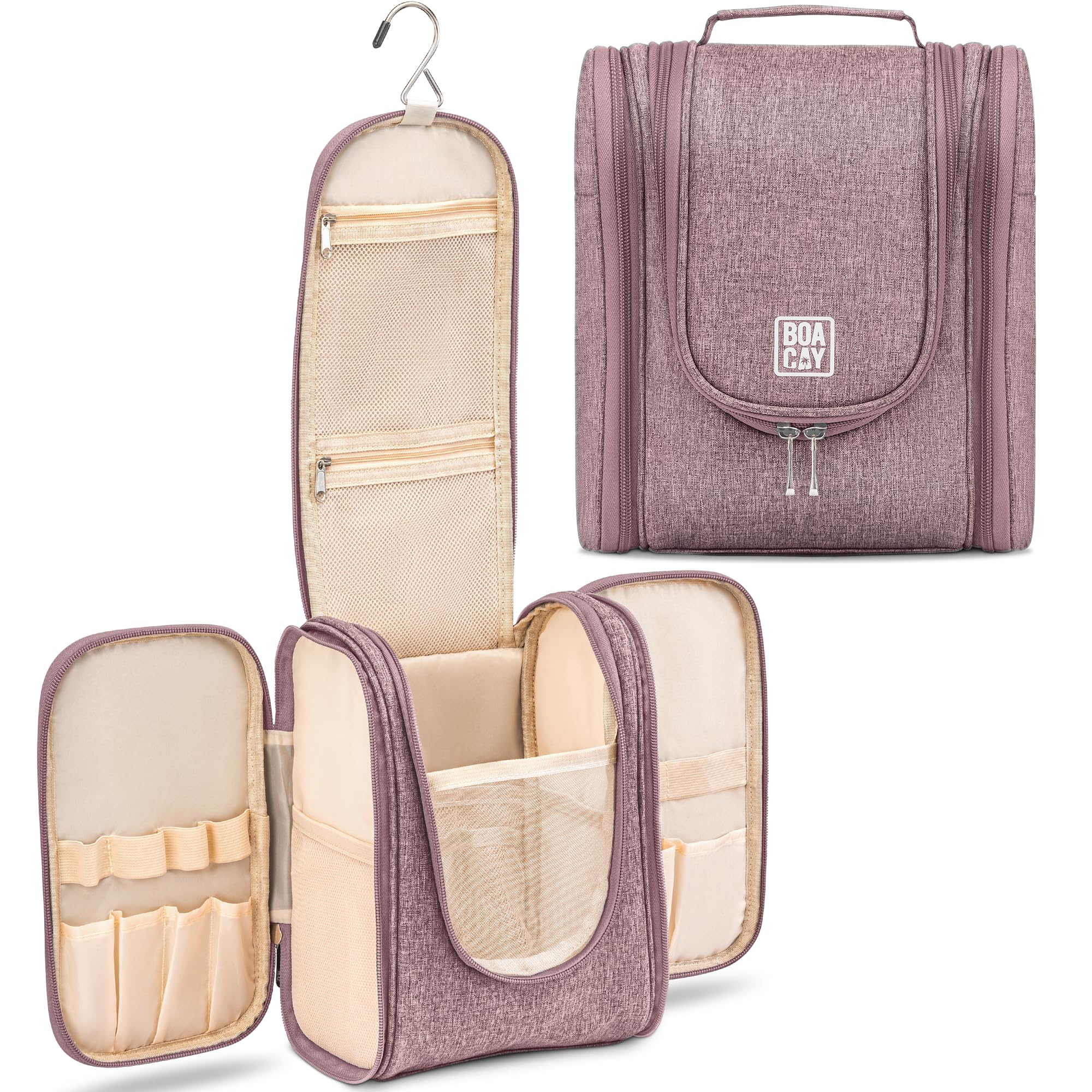 BOACAY Hanging Travel Toiletry Bag for Women & Men - Waterproof Cosmetic Organizer with Hooks for Makeup, Shampoo, Skincare | Perfect for Bathroom, Camping & Airplane Travel Essentials