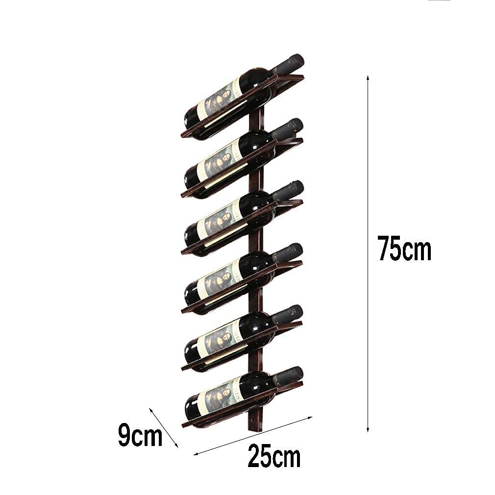 Wall-Mounted Metal Wine Rack - Holds 6 Bottles - Space Saving Wine Storage for Kitchen, Bar or Dining Room