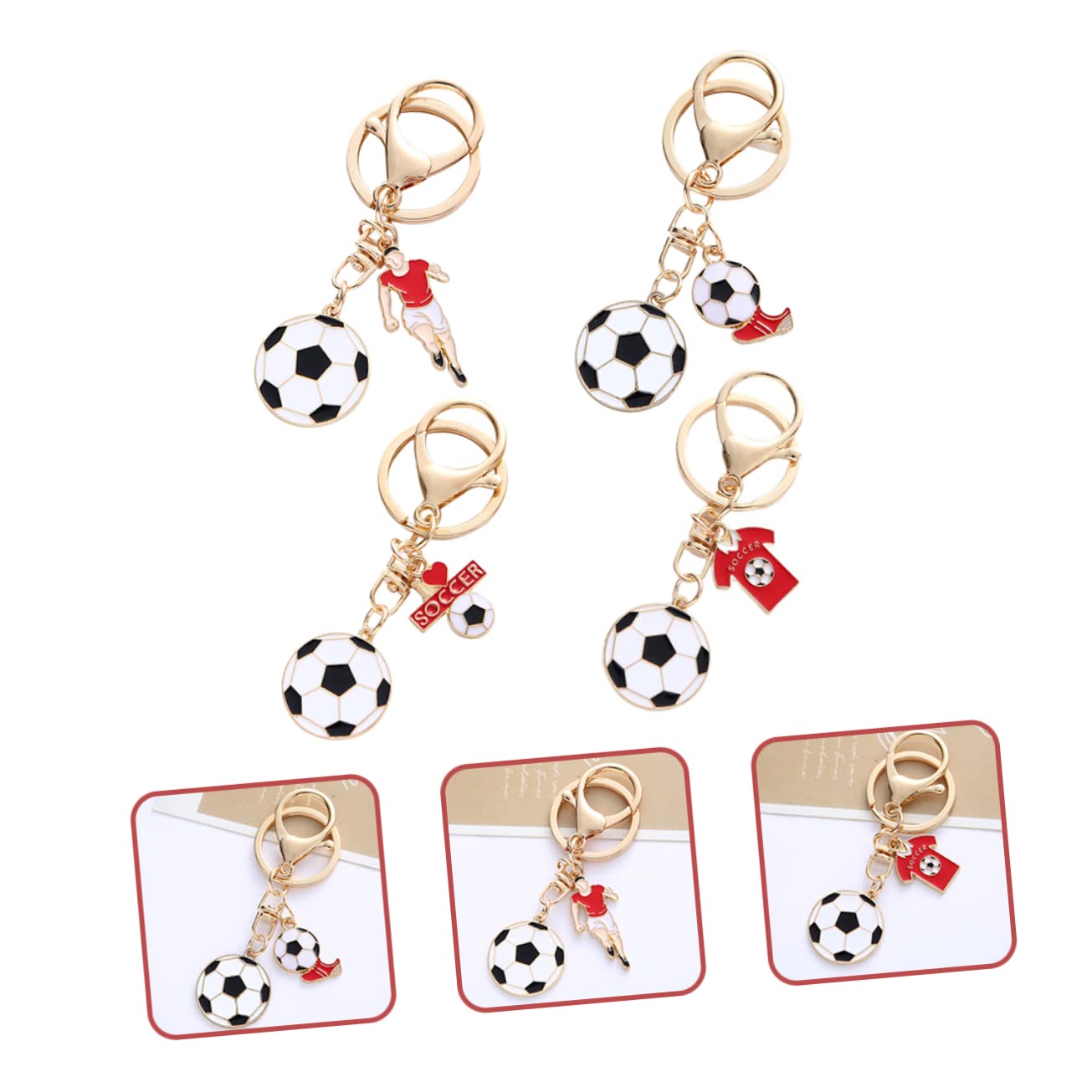HANABASS 16 Pcs Football Keychain Set - Durable Zinc Alloy Key Rings for Keys, Backpacks & Gifts - Perfect for Sports Fans, Team Spirit & Game Day Decorations
