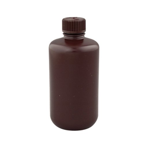 Amber Boston Round Bottles - 6 Pack Narrow Mouth HDPE Plastic Containers for Essential Oils, DIY Beauty Products & Home Brewing Storage