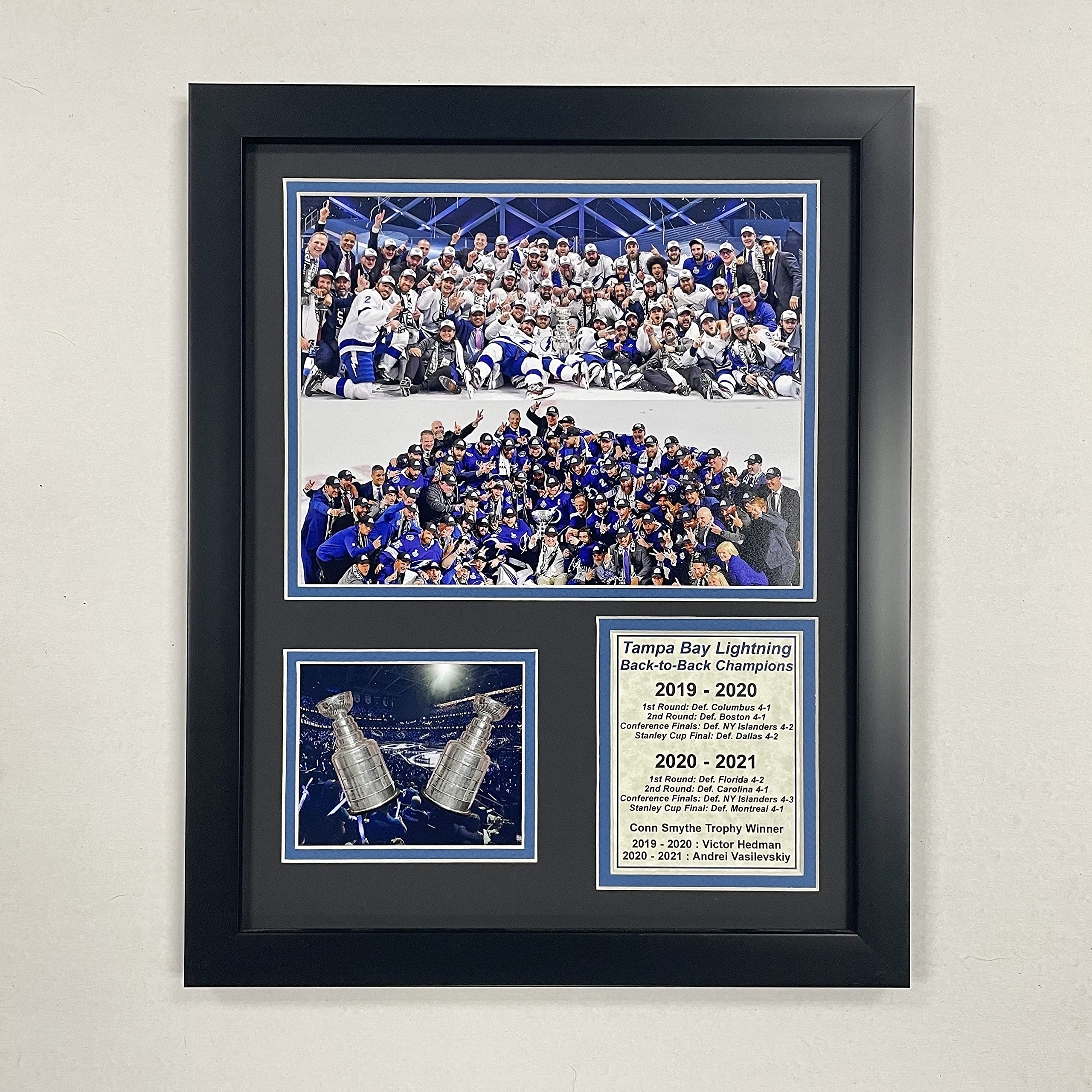 Tampa Bay Lightning Back to Back Champions 12x15 Framed Photo Collage - Perfect for Home, Office & Sports Fan Decor