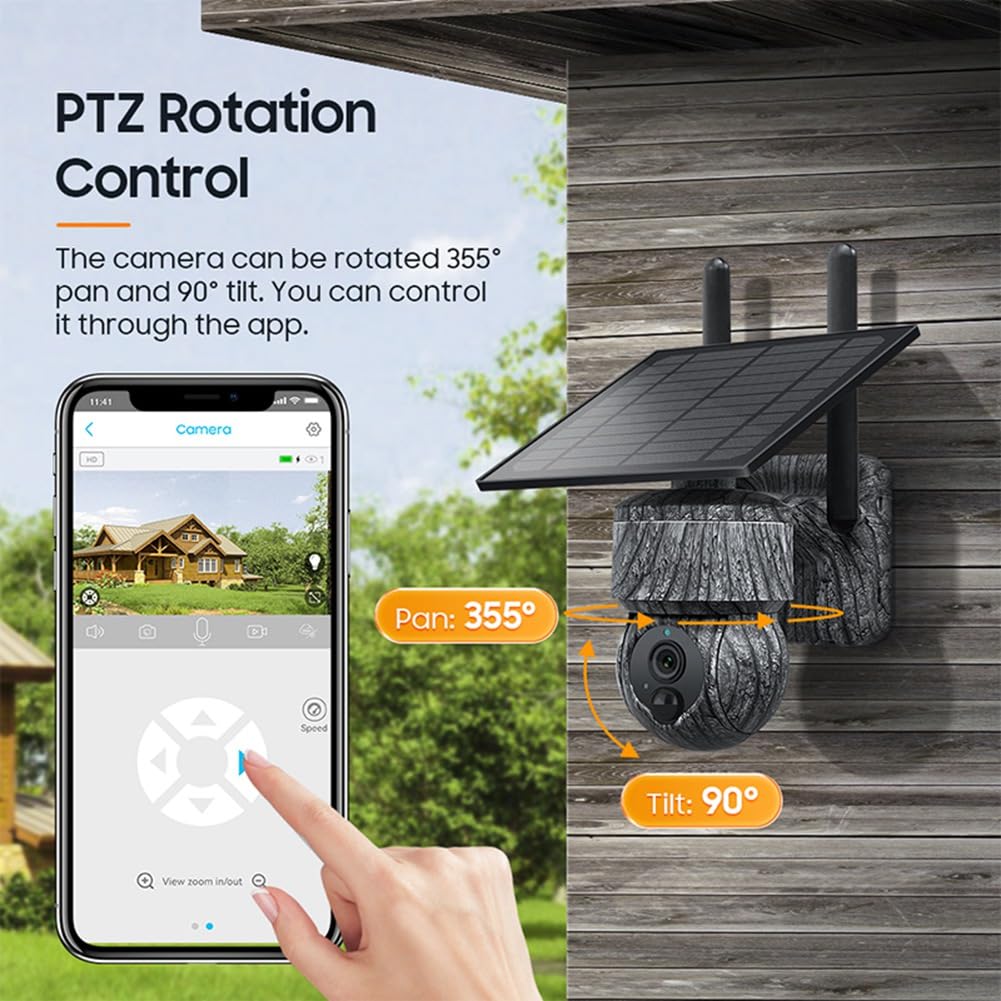 HUPYOMLER 3MP 4G SIM Solar PTZ Security Camera - Wireless Outdoor IP Camera with Solar Panel, Two-Way Audio, Night Vision & Easy Installation - Ideal for Home Security, Farm Monitoring, and Business Surveillance