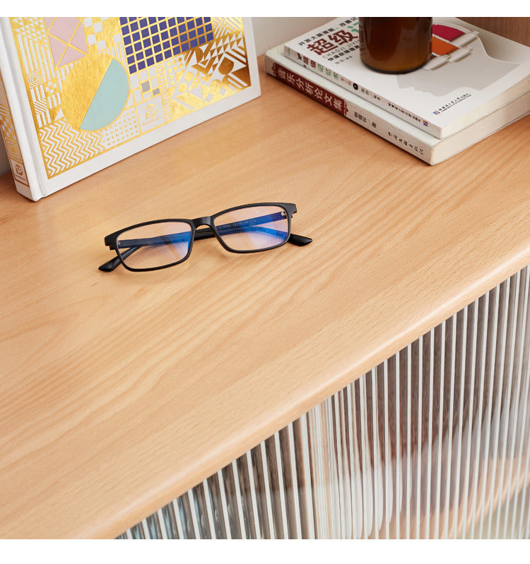 Solid Beech Wood Sliding Door Side Cabinet - Modern Storage Solution for Bedroom, Living Room & Office
