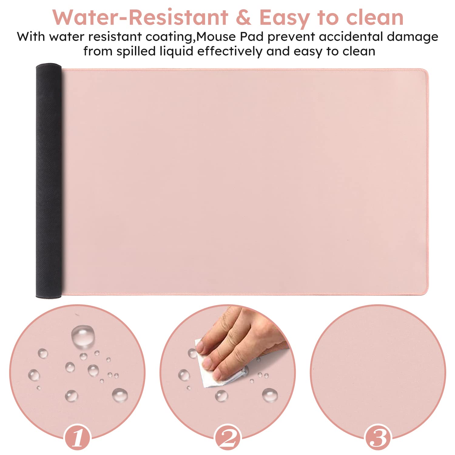 iCasso 3-in-1 Ergonomic Gaming Desk Mat Set - Extra Large 35.4x15.7 Inch Keyboard Mouse Pad with Wrist Rest Support - Ultra Thick Comfort for Typing & Pain Relief - Perfect for PC Gaming, Office Work & Home Computer Setup (Pink)