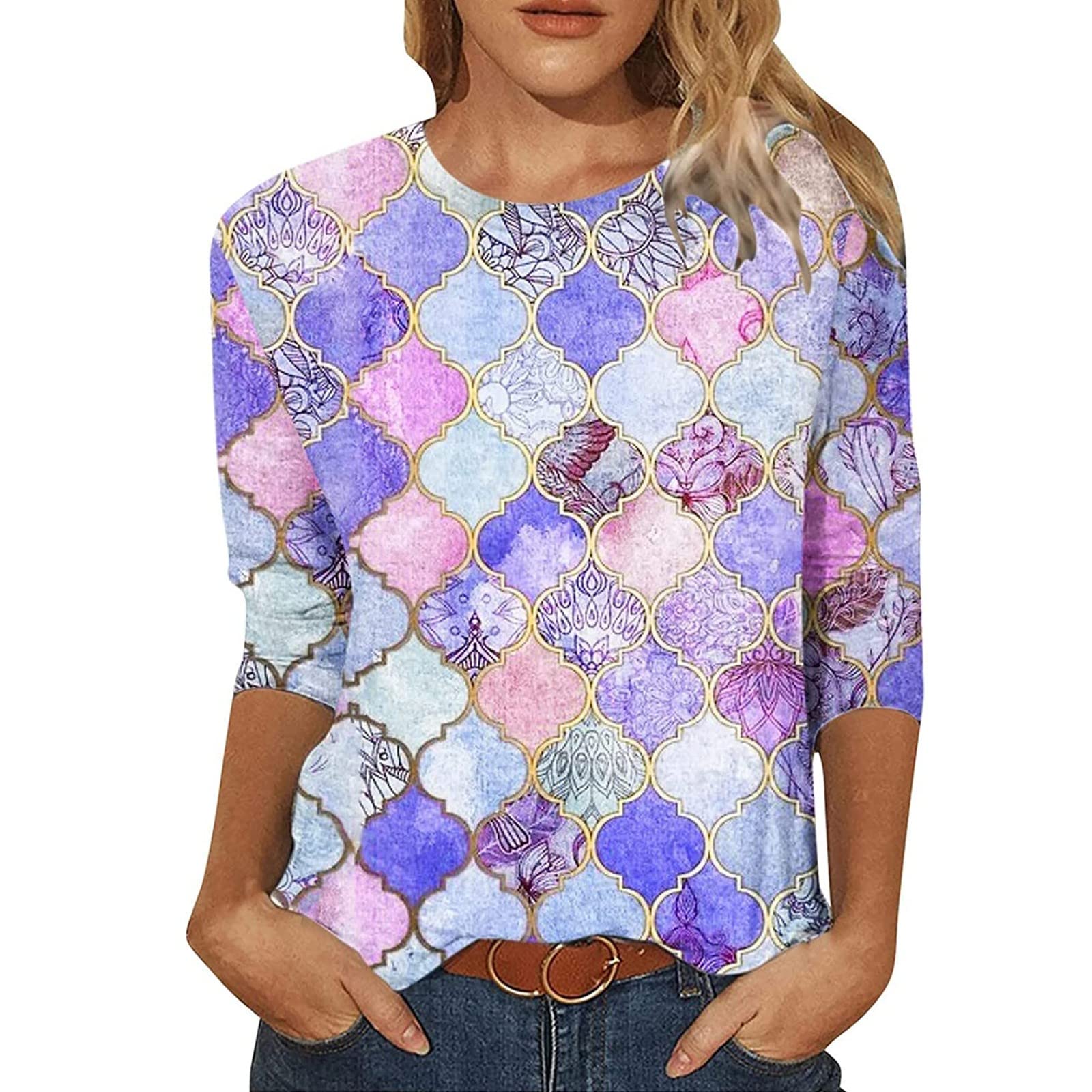 Women's Summer Tie-Dye Printed Crew Neck T-Shirt - Soft, Comfortable Short Sleeve Casual Top in Black | Perfect for Beach Outings, Music Festivals & Everyday Wear