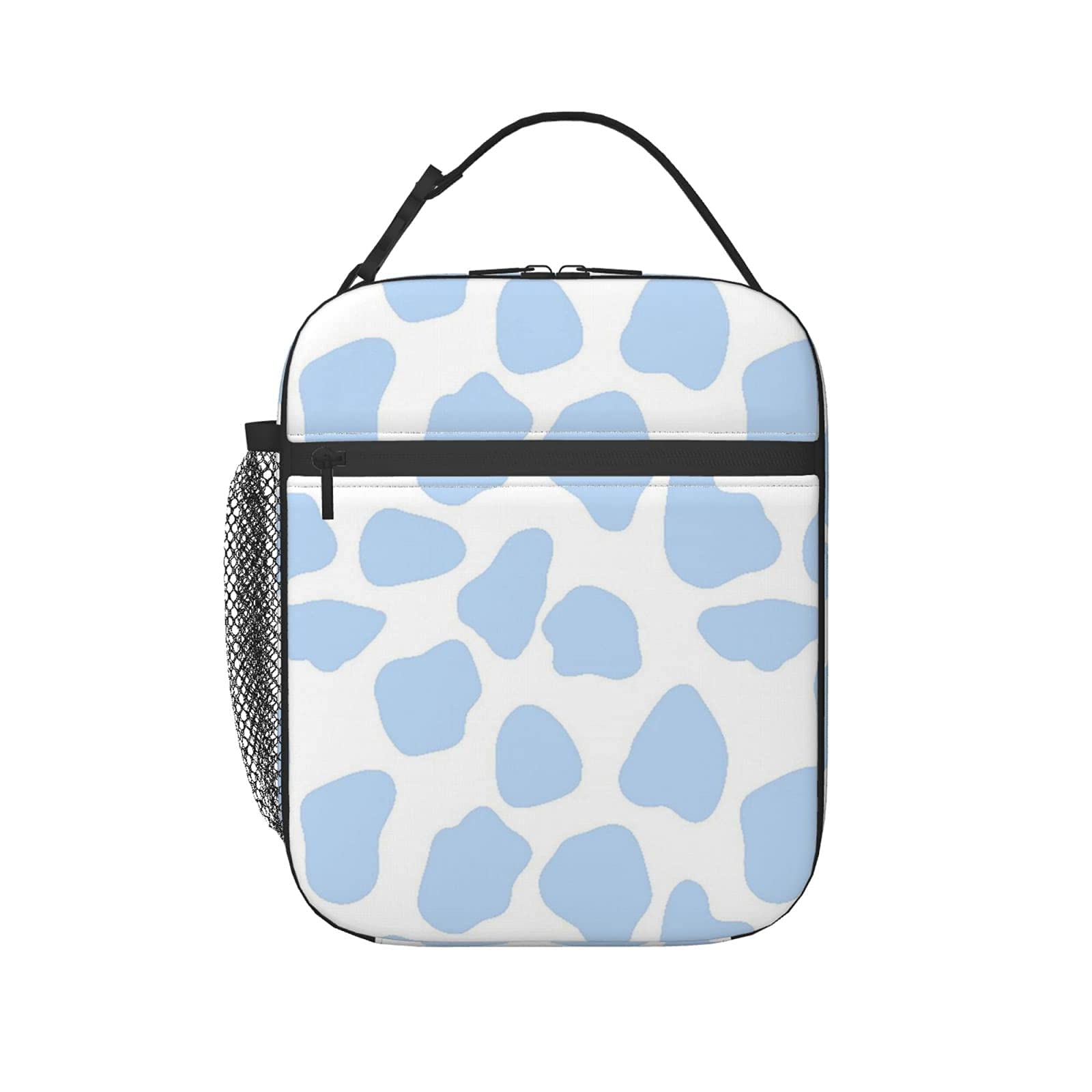 Blue Cow Print Insulated Lunch Bag for Women & Men - Reusable Tote Lunch Box for Work, School, Picnic, Travel & Outdoor Activities | Keeps Food Fresh & Cool