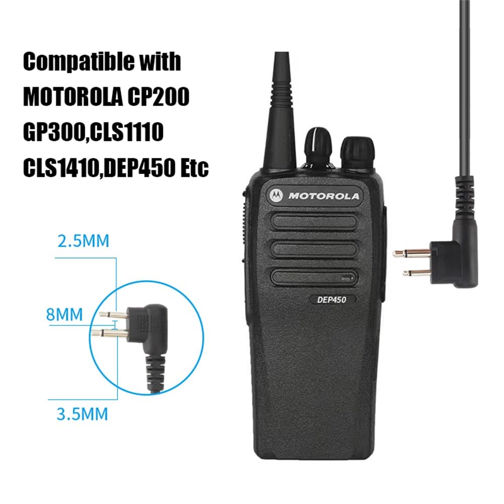 10 Pack Acoustic Tube Earpiece with PTT Mic - 2 Pin Walkie Talkie Headset Compatible with Motorola CP200, GP2000, CLS1450 & 2-Way Radios - Ideal for Security, Construction & Event Staff Communication
