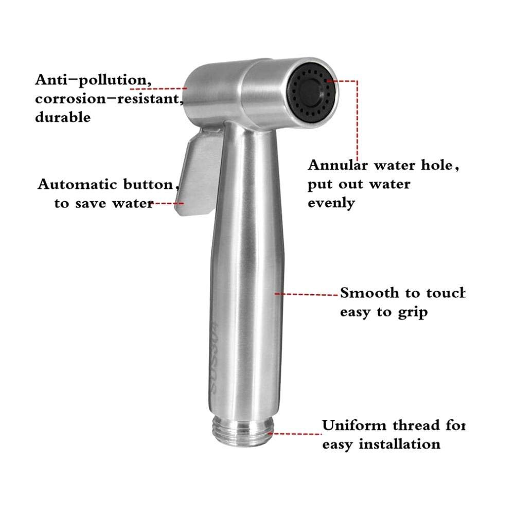 Stainless Steel Handheld Sprayer Kit with Tee Valve & Mounting Holder - Bathroom & Kitchen Cleaning Hose Sprayer Accessories for Sink, Shower, and Outdoor Use