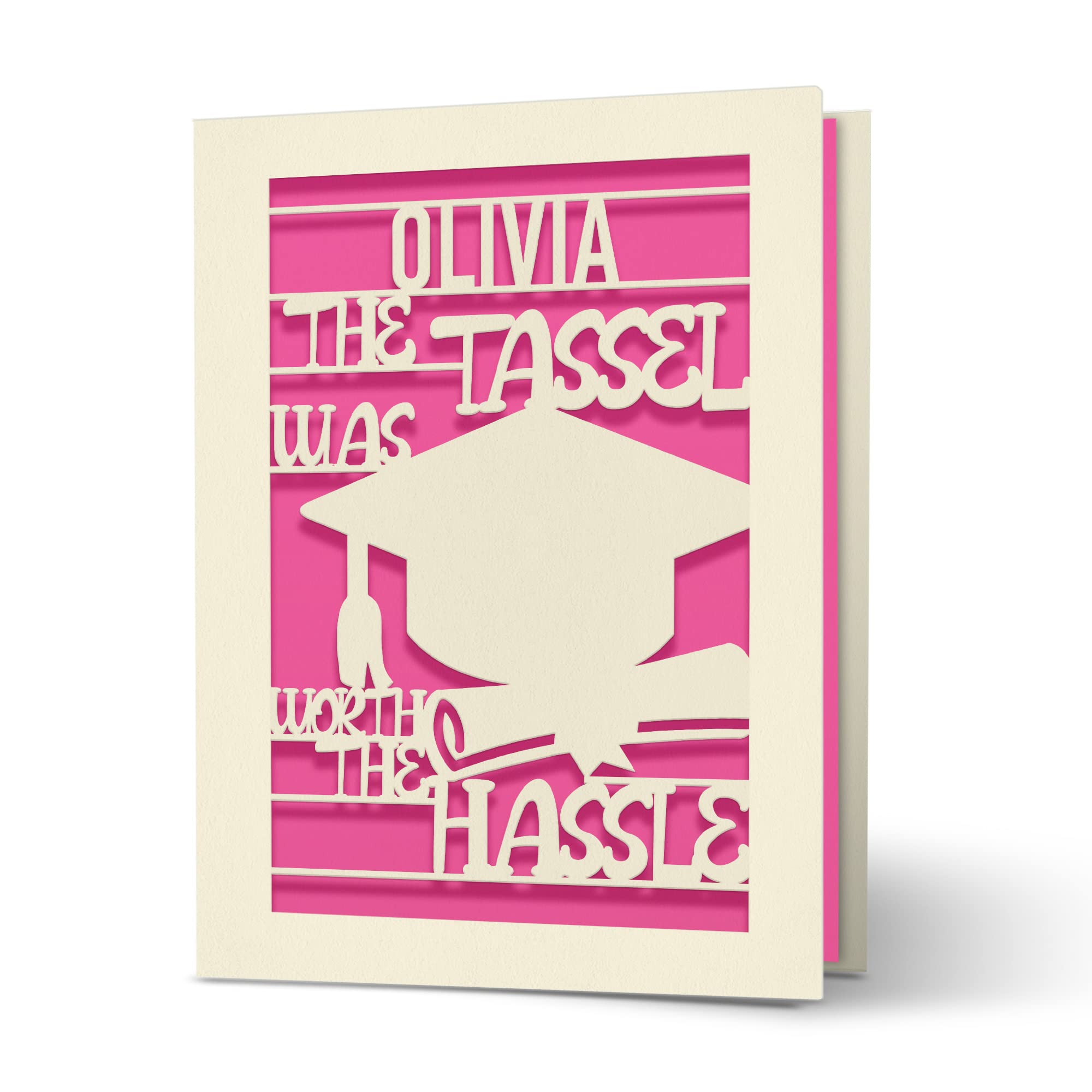 Personalized Graduation Cards for Him, Her, Daughter, Son - Class of 2024 Laser Cut Greeting Cards with Envelope - Custom Name Fuchsia Graduation Announcements - Perfect for Students, Friends & Family Celebrations
