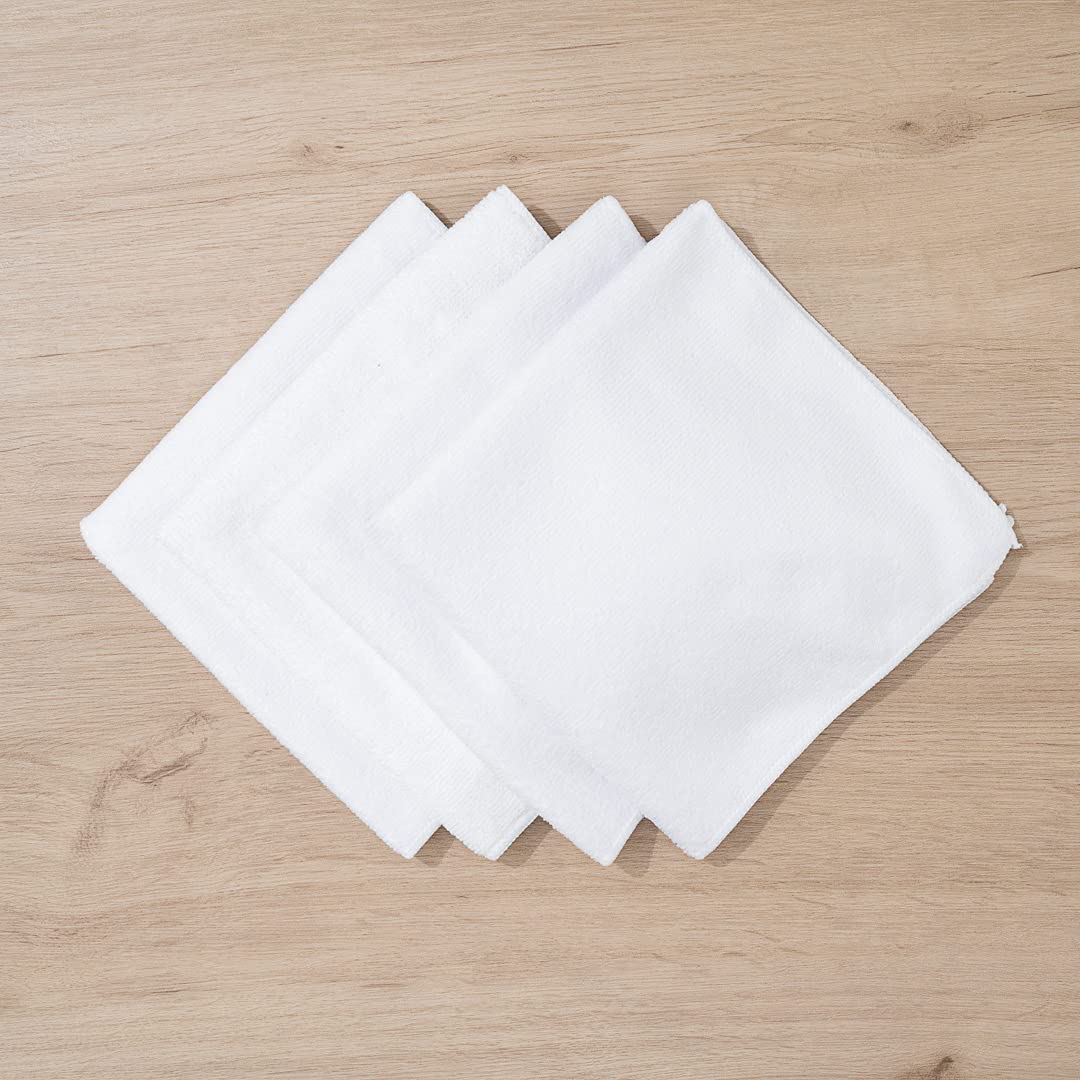 Restaurantware Clean Tek Professional 16x16 Inch Microfiber Cleaning Cloths - 100 Pack Lint-Free, Highly Absorbent & Non-Abrasive White Towels for Kitchen, Restaurant, and Household Use - Reusable Multi-Purpose Cleaning Rags