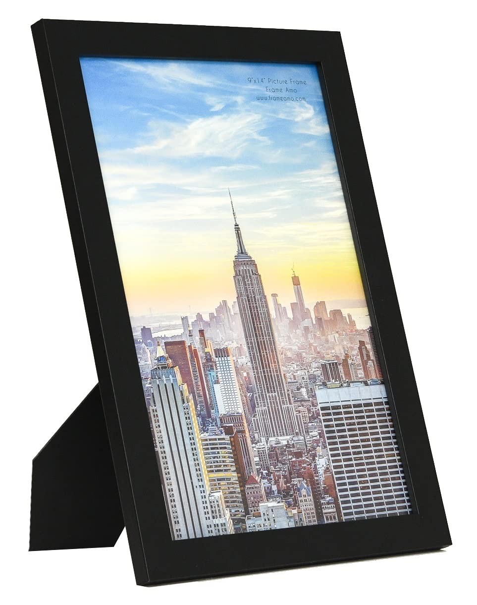 9x14 Black Modern Picture Frame - 1 Inch Border with Glass Front - Wall or Table Display - Perfect for Home, Office & Gallery Decor