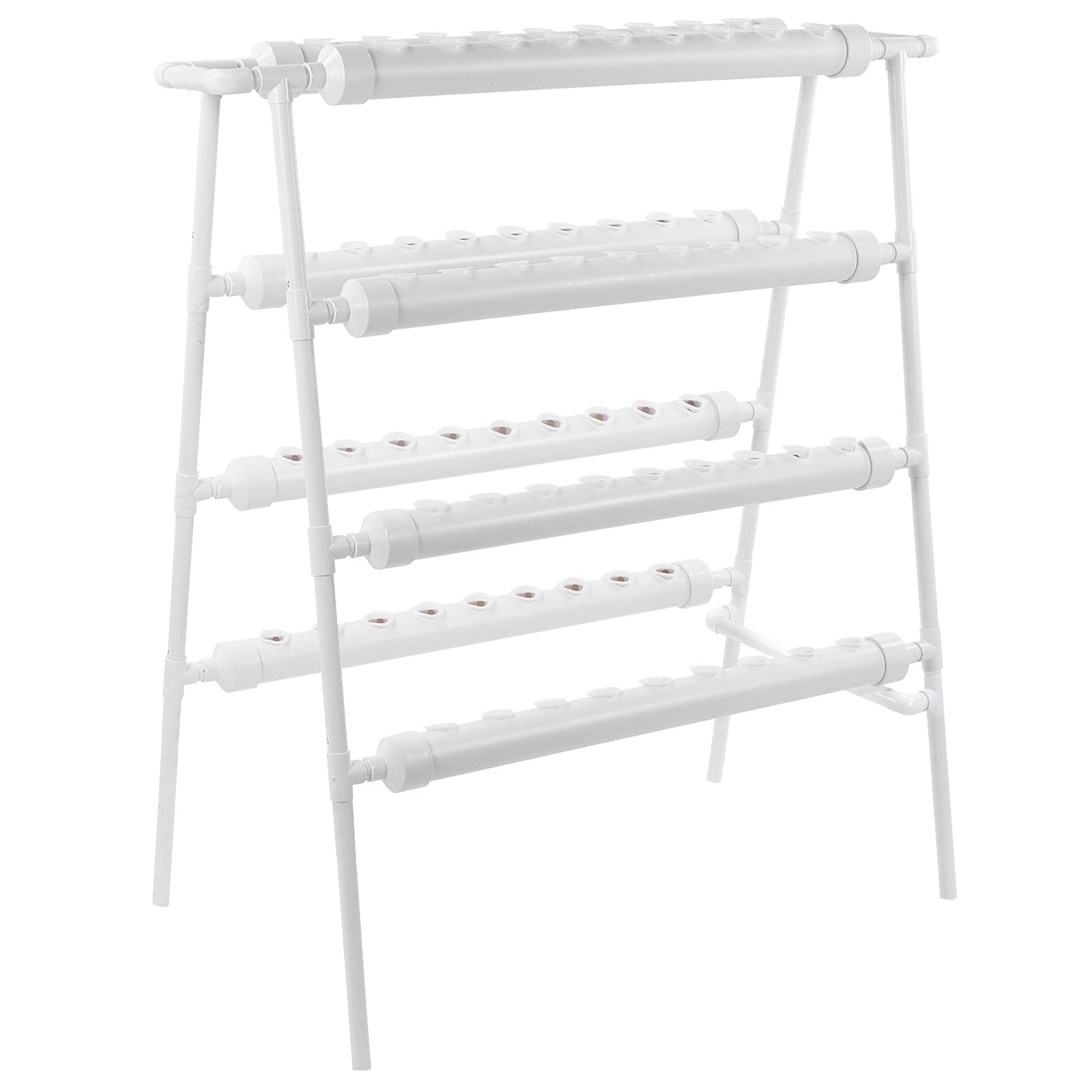 Yosoo 4-Tier 72-Hole Hydroponic Growing System - PVC Soilless Indoor Garden Kit for Vegetables, Herbs & Plants | Perfect for Greenhouse, Balcony & Home Gardening (US Plug) | Grow Fresh Produce Year-Round