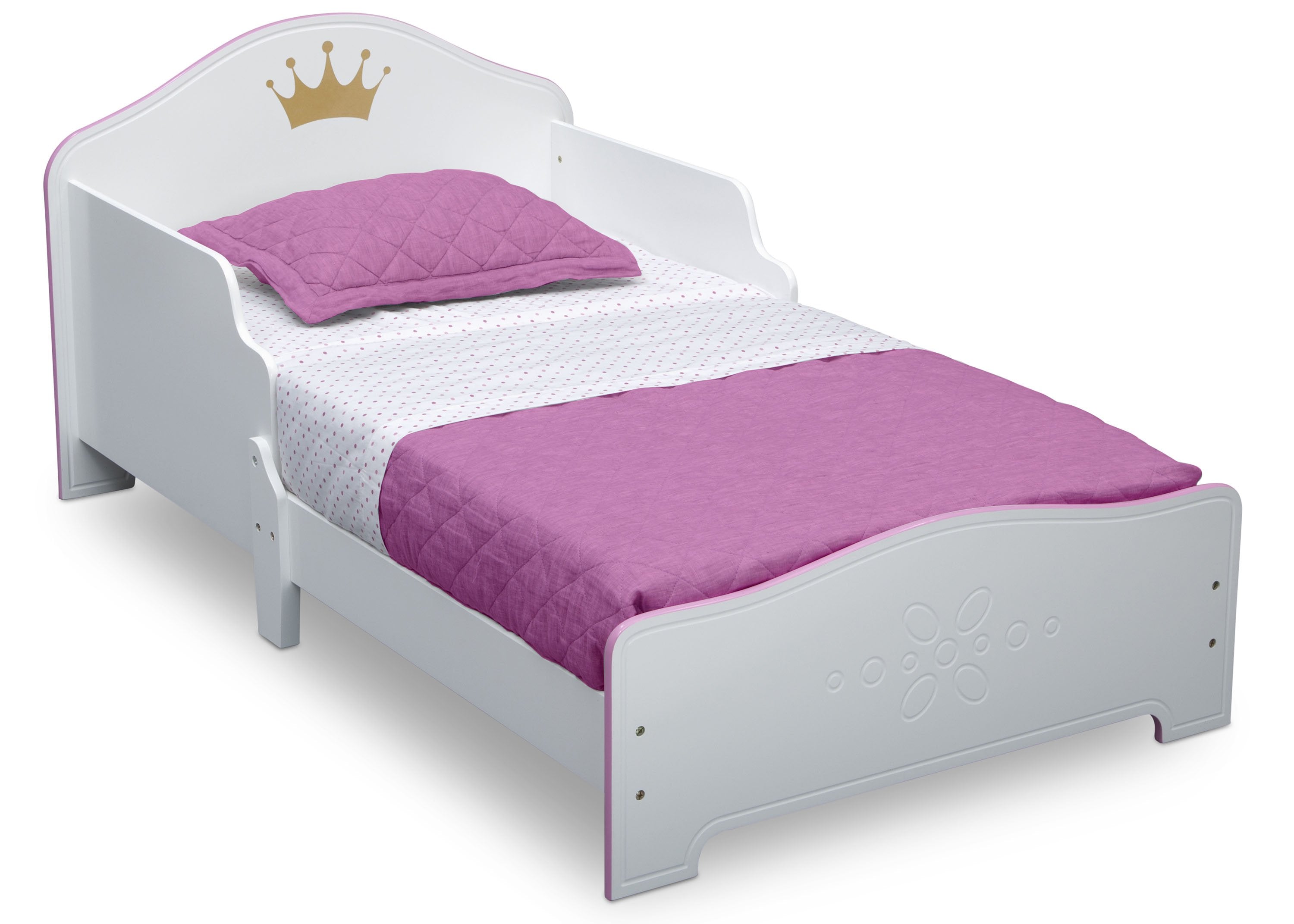 Royal Princess Crown Wooden Toddler Bed for Girls - Perfect for Nursery, Bedroom Decor & Pretend Play