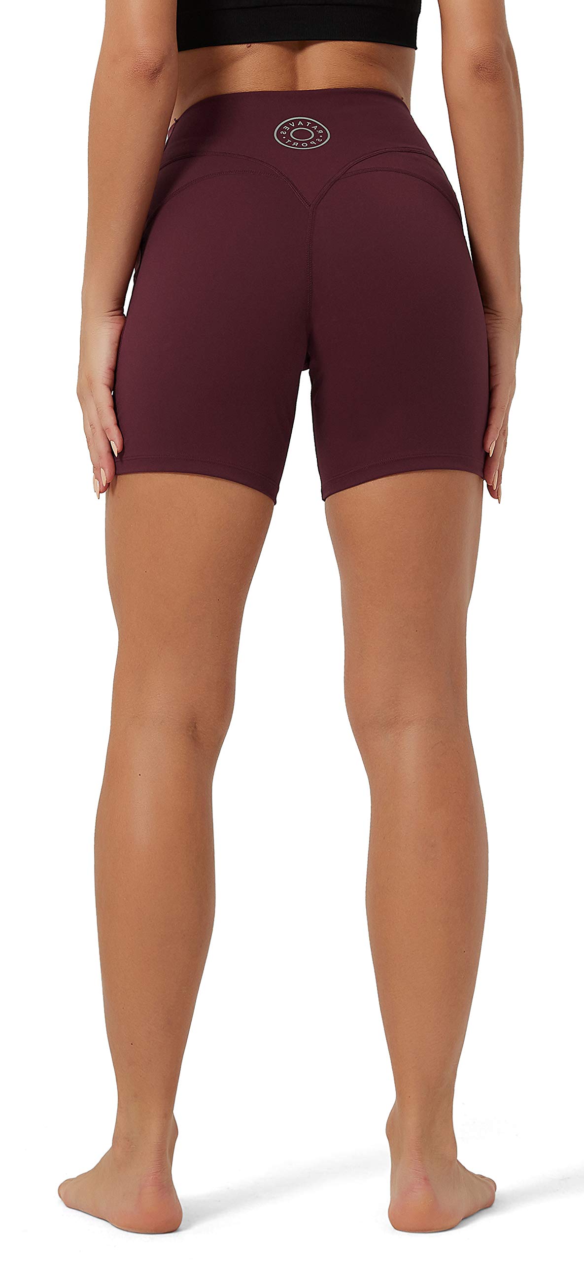 Rataves Women's 6 Inch Athletic Yoga Shorts with Pockets - High Waisted Tummy Control Workout Shorts for Yoga, Running, Hiking & Gym - Comfortable Breathable Activewear for Women
