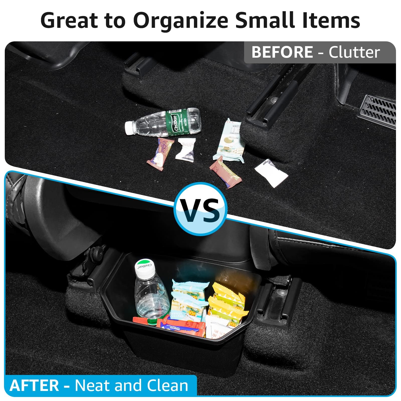 2025 Upgraded Tesla Model Y Rear Trash Can & Center Console Organizer - Hidden Design 2nd Row Seat Storage Bin with Anti-Slip TPE Lid | Perfect for Road Trips, Family Outings & Daily Commute (Fits 2020-2025 Model Y)