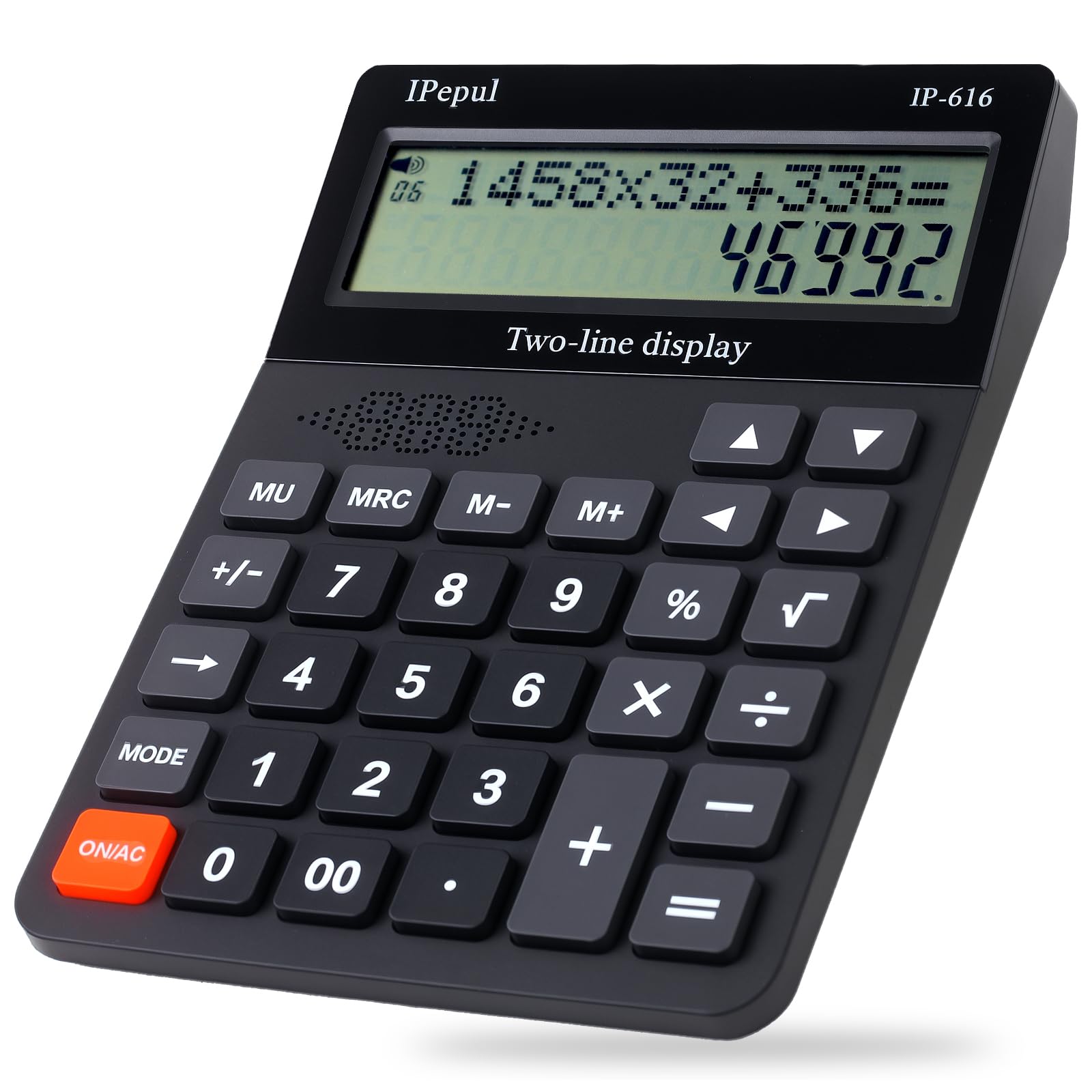 IPepul Basic Desktop Calculator with Large Buttons & 2-Line Display - 4 Function Office Calculator for Business, School & Home Use - Talking Calculator for Visually Impaired & Accounting Work