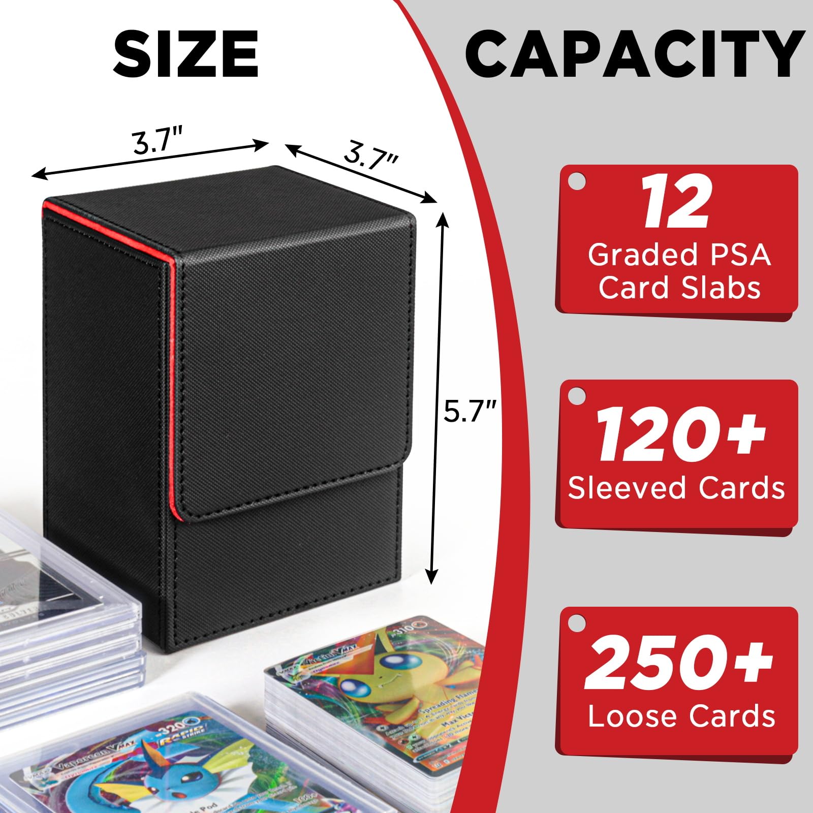 PSA BGS Graded Card Holder - Premium PU Leather Trading Card Storage Case for Collectible Sports & Pokemon Cards - Perfect for Display, Protection & Organization