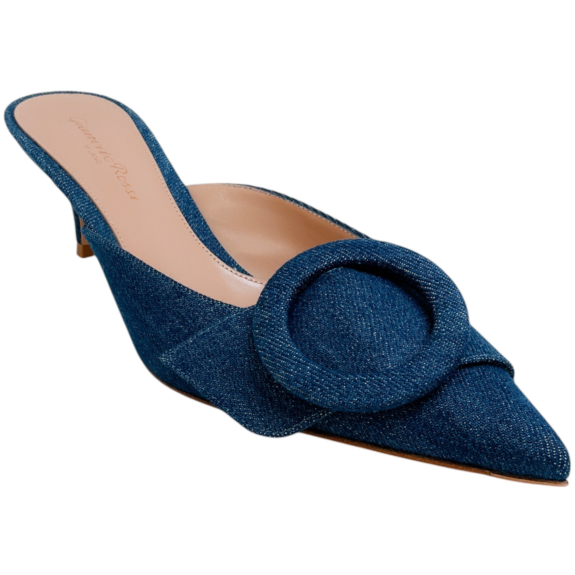 Gianvito Rossi Women's Portofino 55 Mules - Mid Blue Denim Slip-On Shoes for Casual Outings & Summer Wear