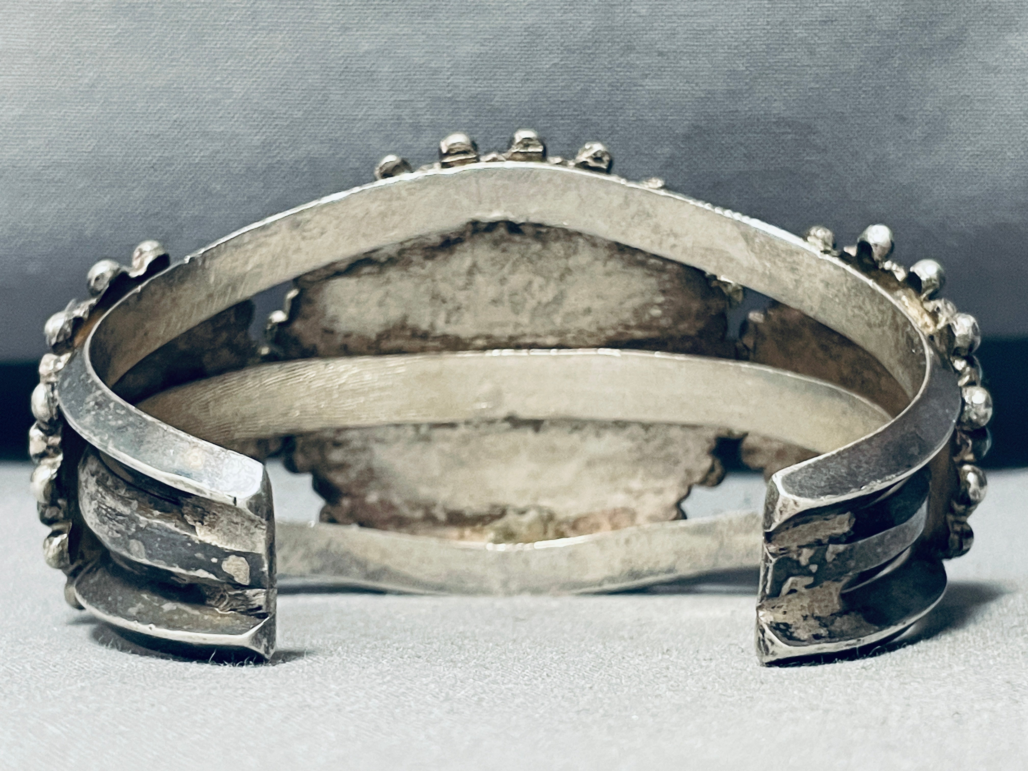 Vintage Navajo Sterling Silver Turquoise Bracelet - Authentic Native American Jewelry for Women, Handmade 1920s 1930s Retro Style - Perfect for Boho Fashion, Western Wear & Special Occasions