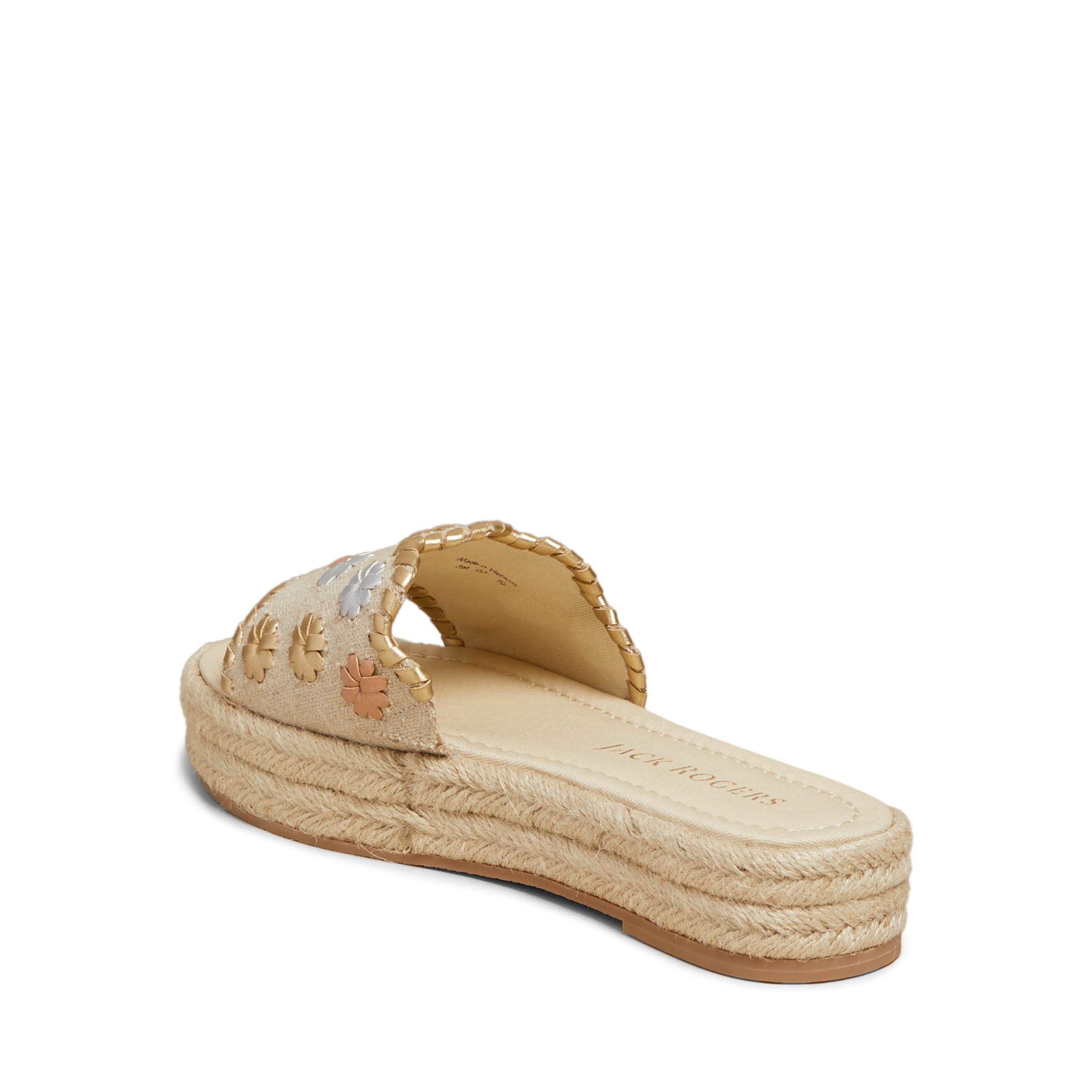 Jack Rogers Women's Palmer Slide Espadrille Sandals - Ecru/Metallic - Size 6 | Comfortable Summer Casual Shoes for Beach, Vacation & Everyday Wear