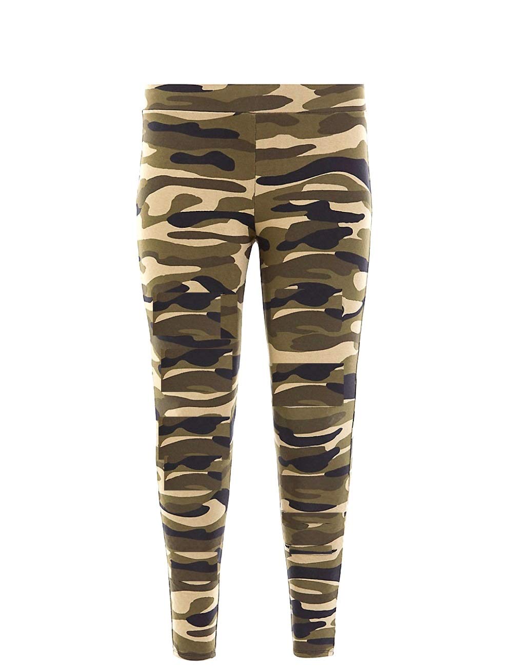 D7 Women's Plus Size Camo High Waist Leggings - Army Green Camouflage Yoga Pants for Workout, Running & Casual Wear