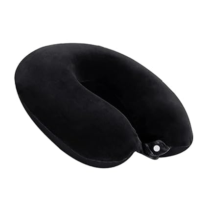 Premium Neck Pillow for Airplane Travel - Comfortable Memory Foam Support for Head & Neck - Perfect for Long Flights, Road Trips & Office Naps (Black)