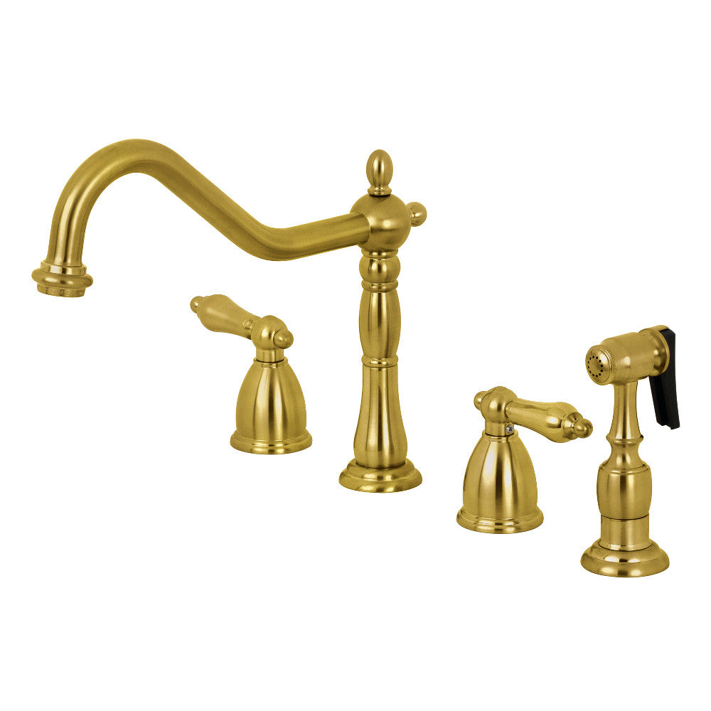 Kingston Brass KB1791ALBS Widespread Kitchen Faucet - High Arc Pull-Down Sprayer, Oil Rubbed Bronze Finish for Modern Farmhouse & Industrial Style Kitchens