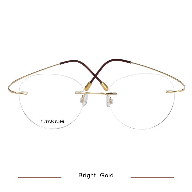 Brightzone Women's Rimless Oval Round Titanium Eyeglasses 71617 - Lightweight Comfortable Glasses for Work, Reading & Everyday Use