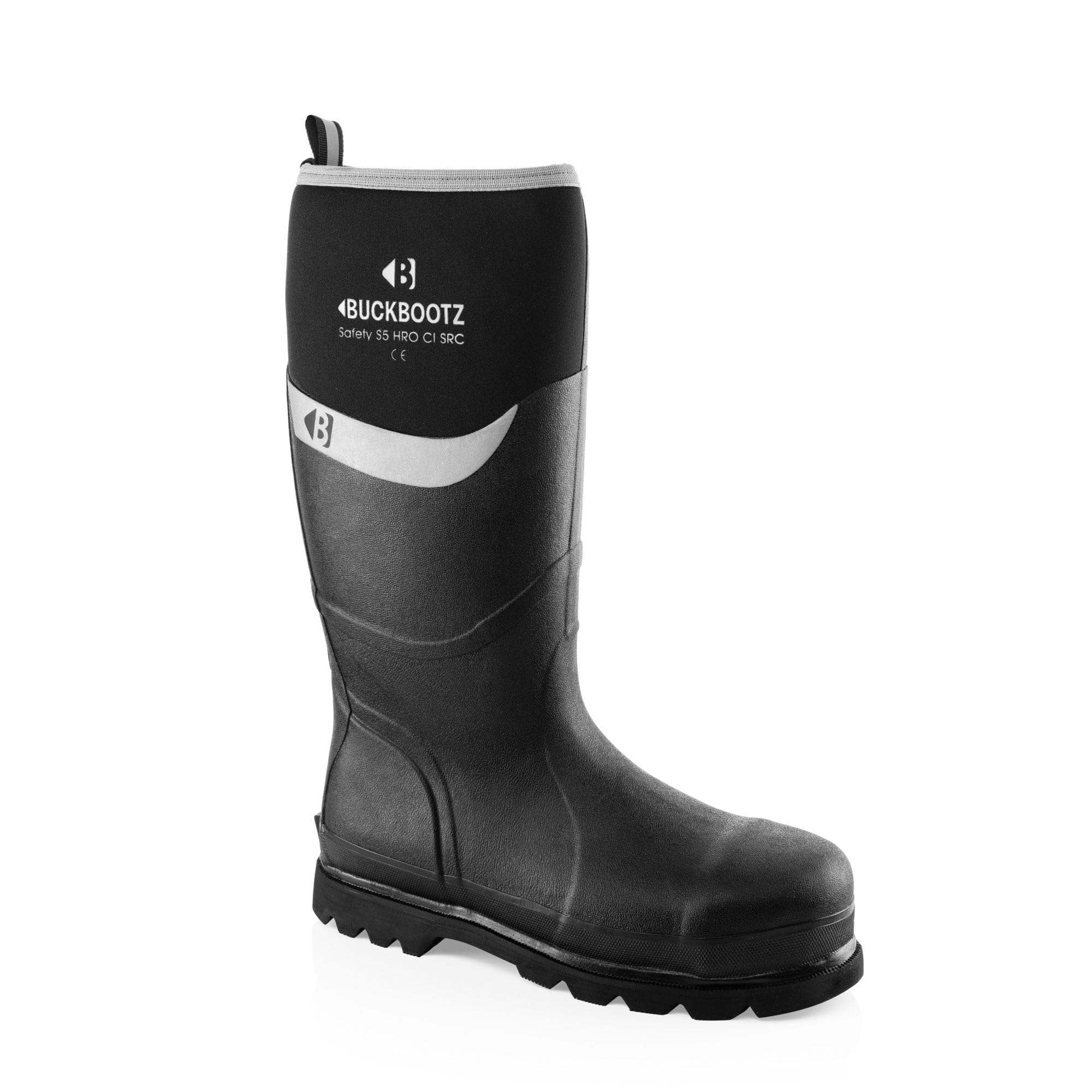 Buckbootz BBZ6000BK Black Safety Wellington Boots - Waterproof, Slip-Resistant Work Boots for Construction, Farming & Outdoor Activities