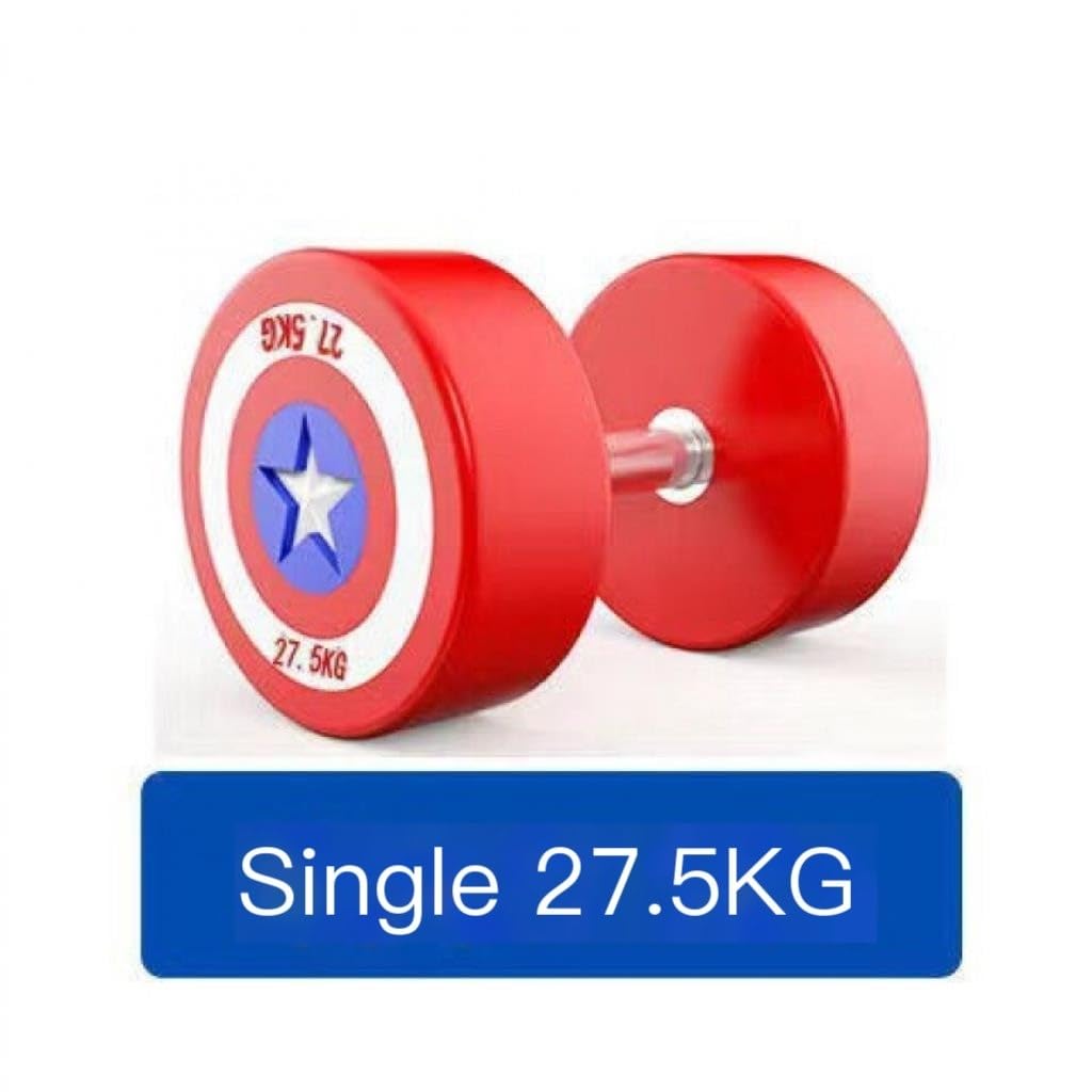 Captain America Themed PU Rubber Coated Dumbbells - 7.5kg Red Home Gym Equipment for Men & Women | Strength Training, Weightlifting & Superhero Workouts