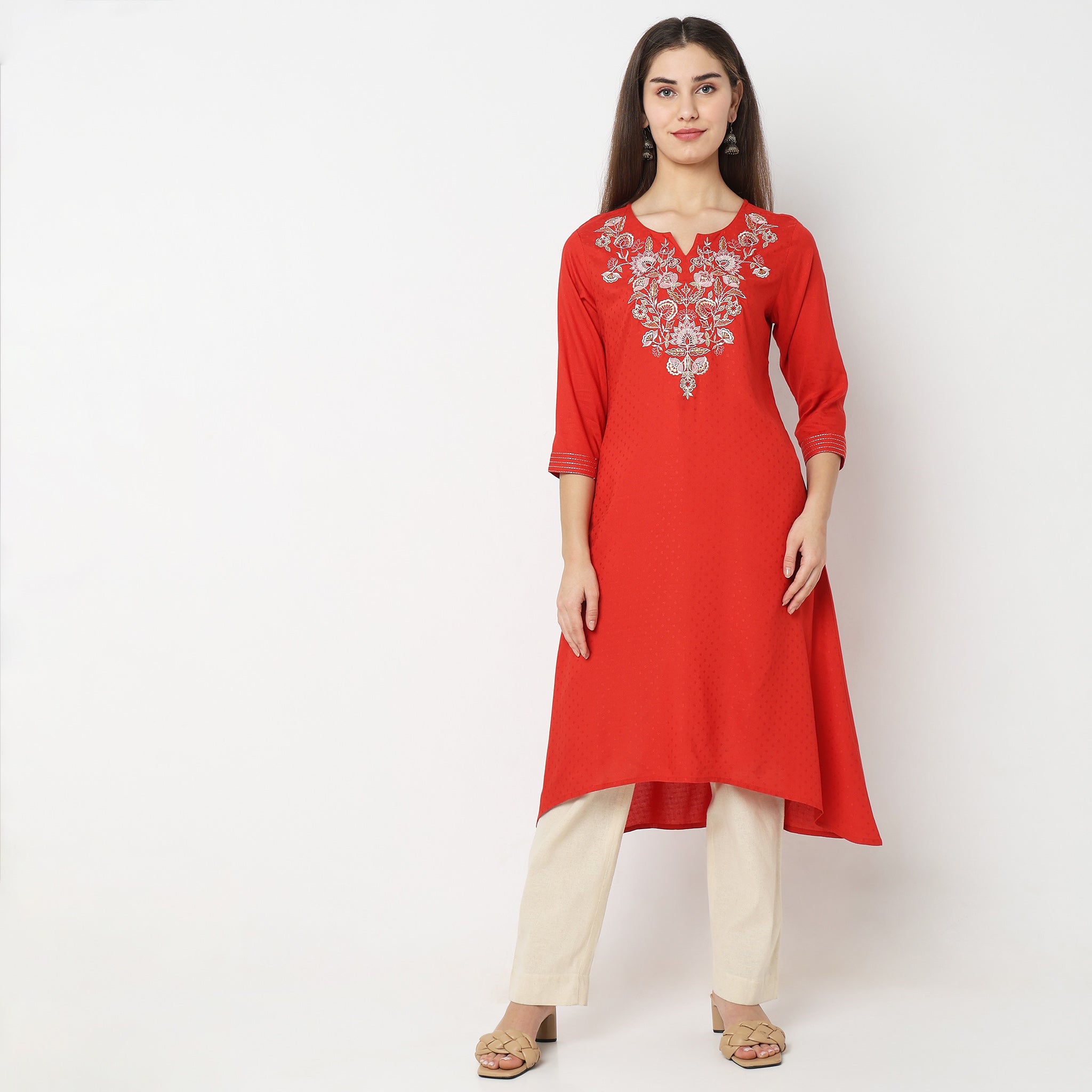 Flare Fit Embroidered Kurta for Women | Traditional Indian Tunic Top | Perfect for Festivals, Weddings & Casual Wear
