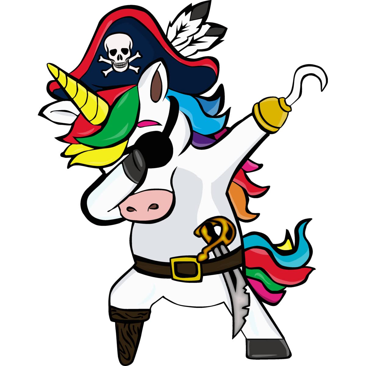 Design By Humans Men's Dabbing Dance Pirate Unicorn Graphic Tank Top - Cool Casual Summer Tee for Beach, Party & Streetwear Fashion