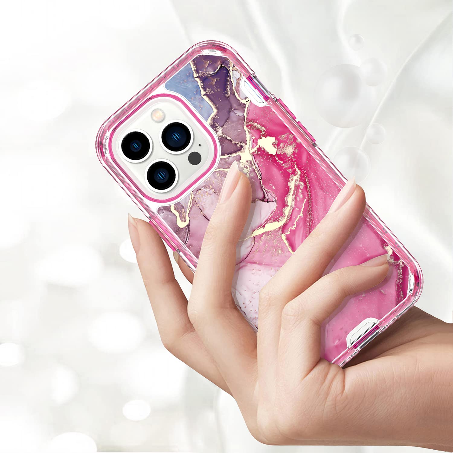 Losin iPhone 13 Pro Max Case (6.7 inch) - Luxury Marble Glitter Protective Cover with Shockproof Design | Fashionable 3-in-1 Phone Case for Women & Girls | Perfect for Daily Use, Work, and Special Occasions
