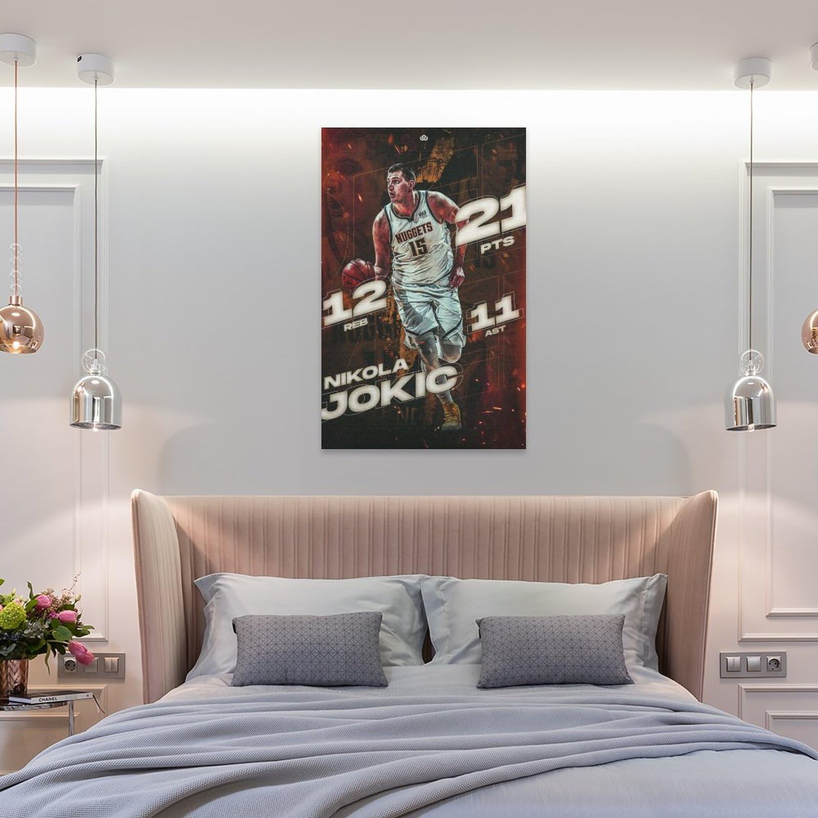 Nikola Jokic Basketball Poster - Premium 24x36 inch (60x90cm) Canvas Art Print for Home & Office Decor - NBA Superstar Wall Art for Sports Fans, Bedroom & Man Cave Decorations