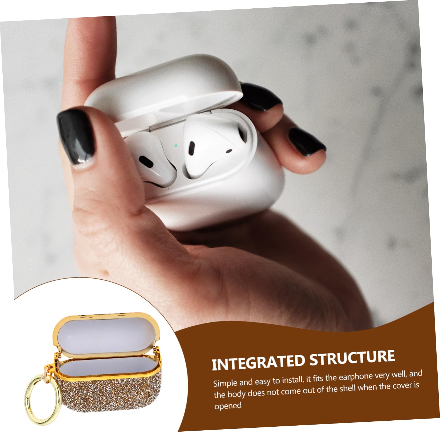 Mikikit 3-Piece Hard Glitter Earphone Case with Built-in Drill Headset Cover - Protective Shell for AirPods, Wireless Earbuds (Perfect for Travel, Gym & Daily Use)