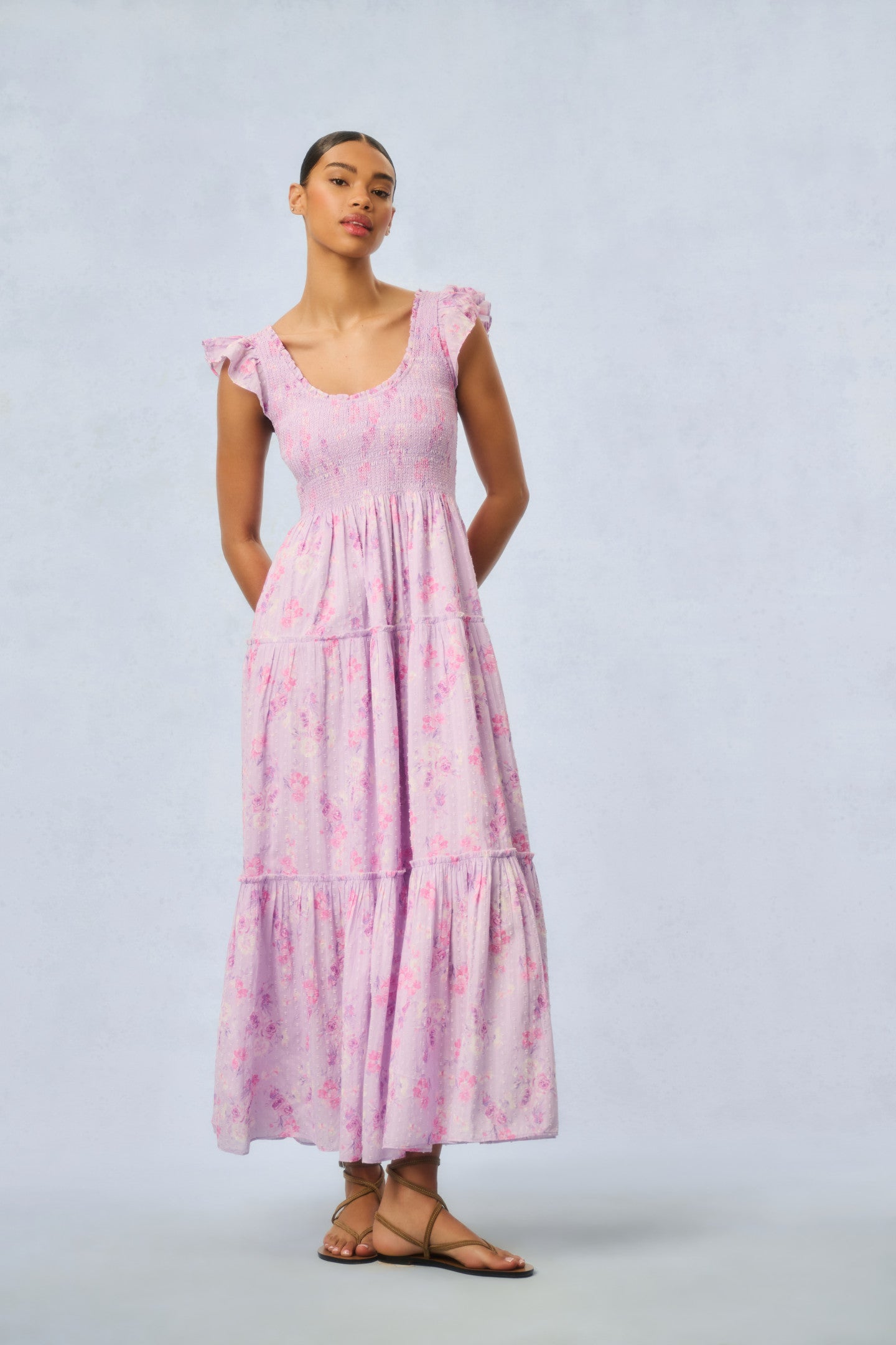 Chessie Floral Print Cotton Maxi Dress for Women - Summer Boho Beach Dress for Vacation, Date Night & Casual Wear