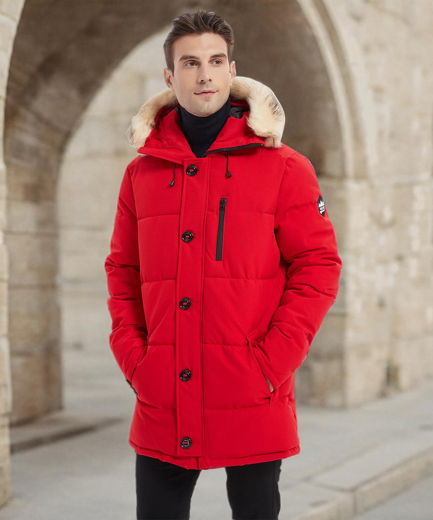 PUREMSX Men's Winter Coat - Windproof, Insulated Thick Padded Parka Jacket for Cold Weather | Warm Outdoor Winter Jacket for Snow, Hiking & Daily Wear