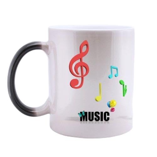 Magic Surprise Mug - Color Changing Music Notes Design (11oz) | Black & White Morphing Coffee Cup for Musicians & Music Lovers | Perfect Gift for Birthdays, Christmas & Office Use