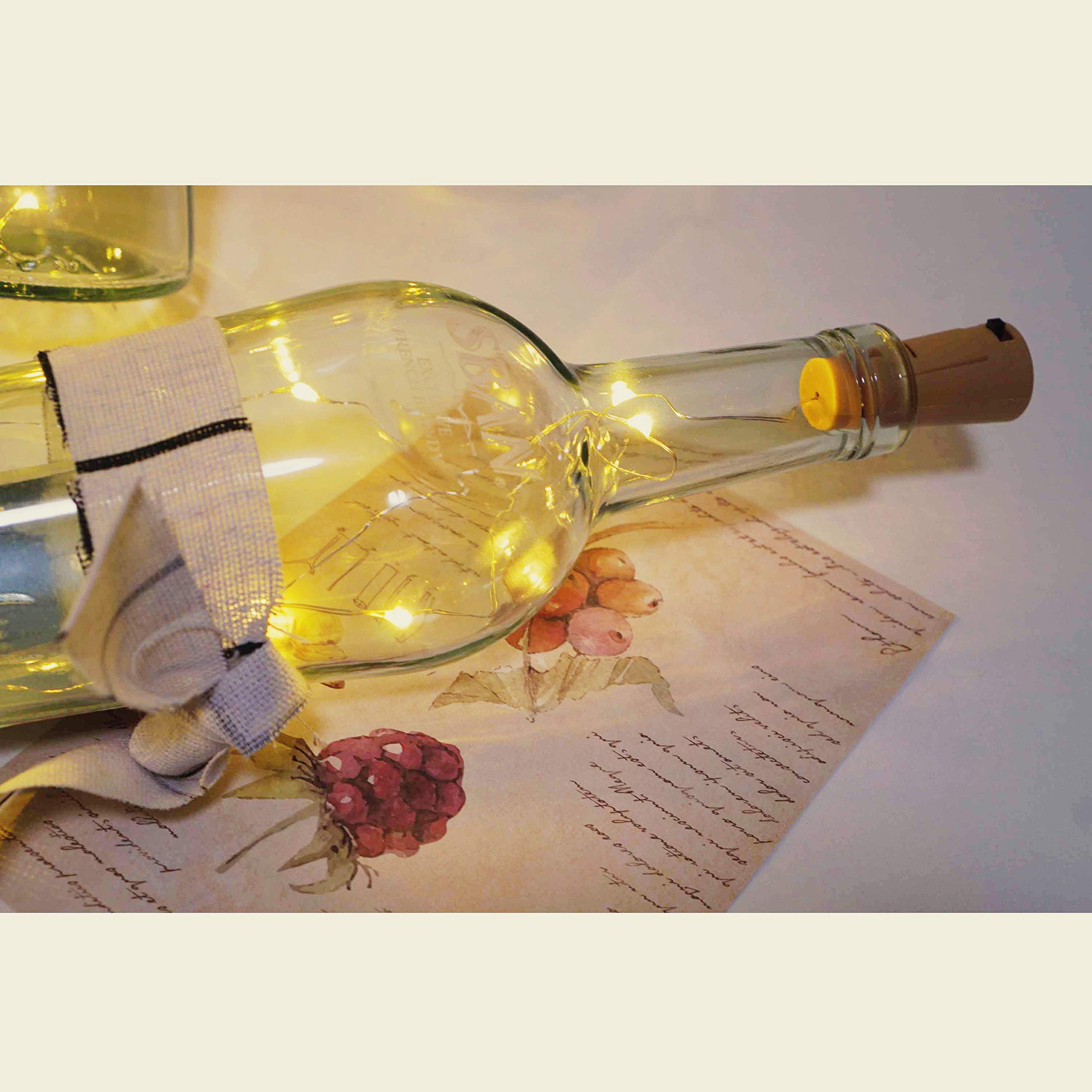 24 Pack 20 LED Wine Bottle Cork Lights - Battery Operated Fairy String Lights with Copper Wire for DIY, Christmas, Halloween, Wedding & Party Decor - Indoor Outdoor Starry Lights (Warm White) - Perfect for Table Centerpieces, Backyard Lighting & Holiday Atmosphere